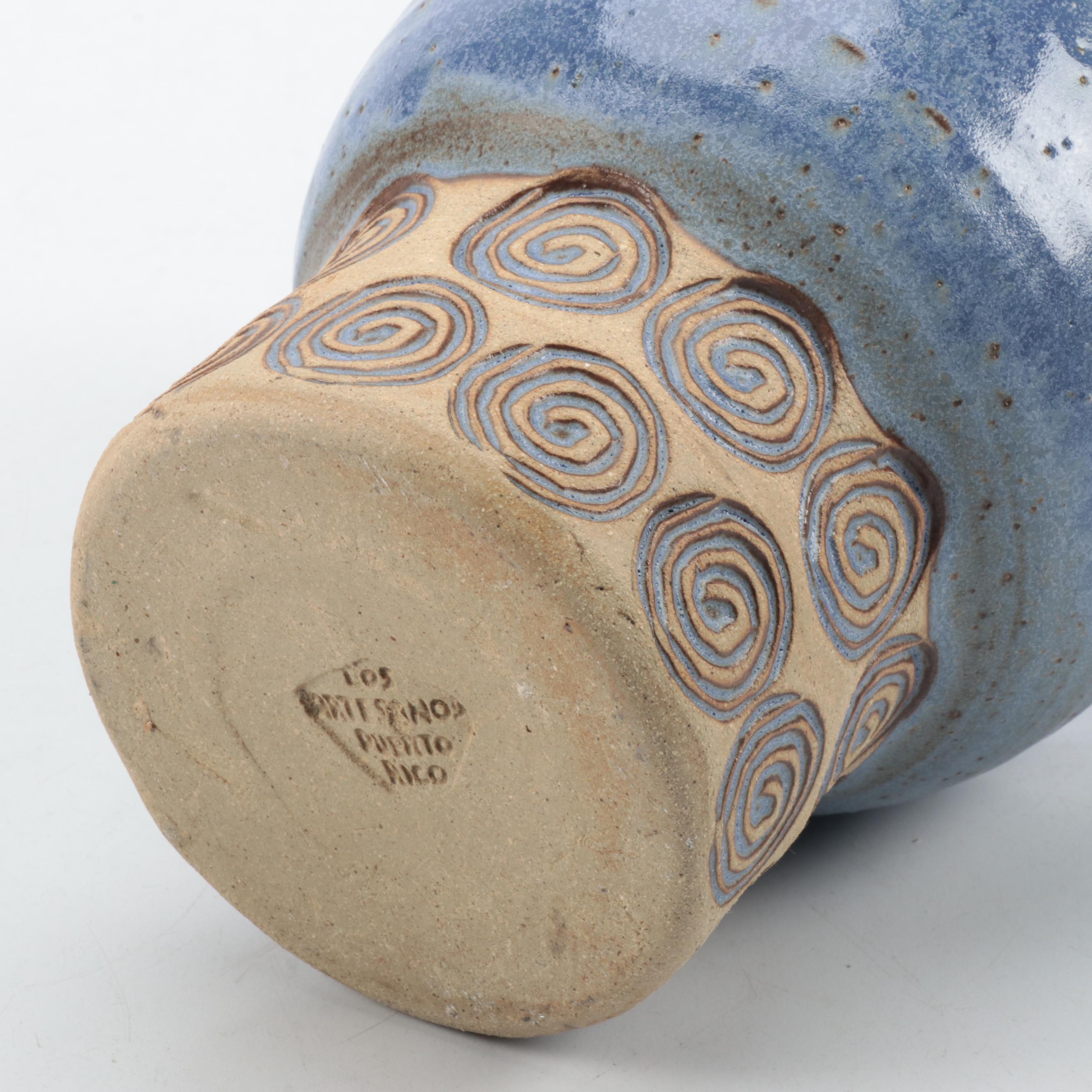 Puerto Rican Art Pottery Candelabra Vase