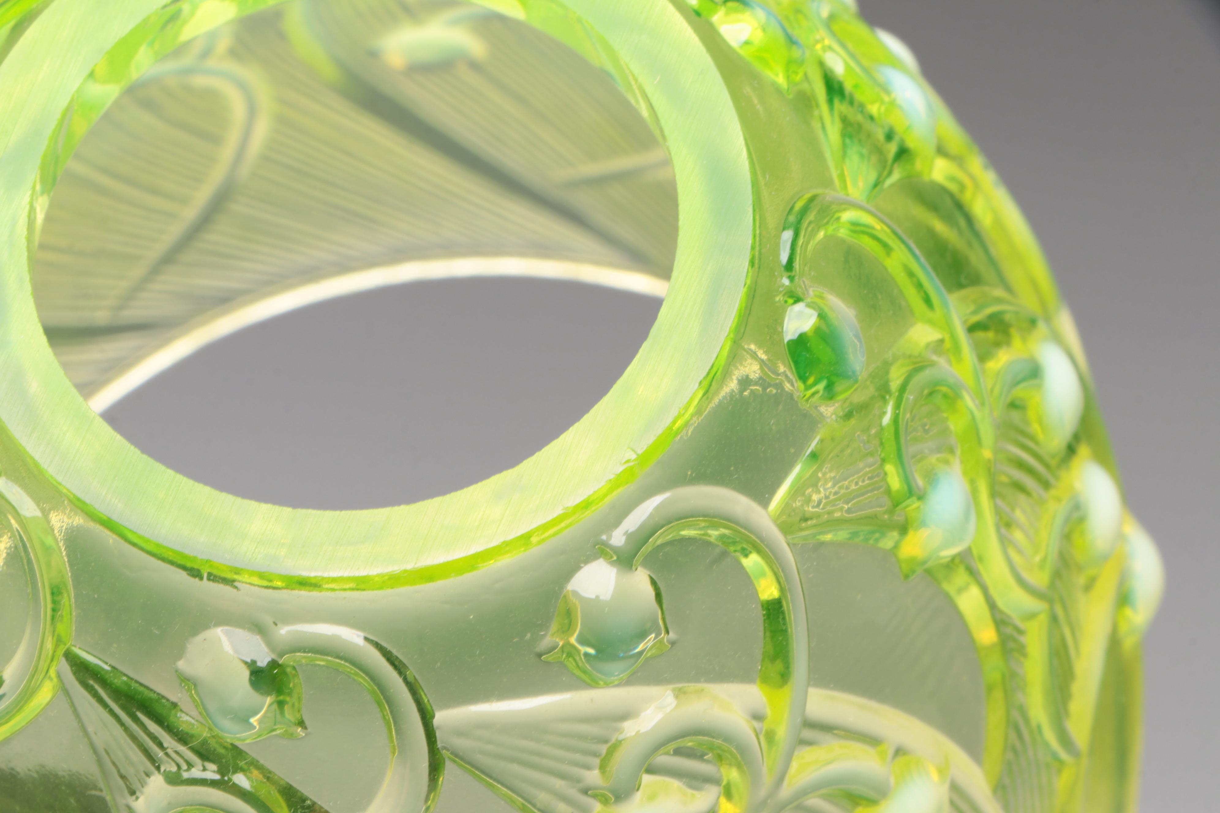 Fenton Vaseline Glass Fairy Lamp and Other Decor