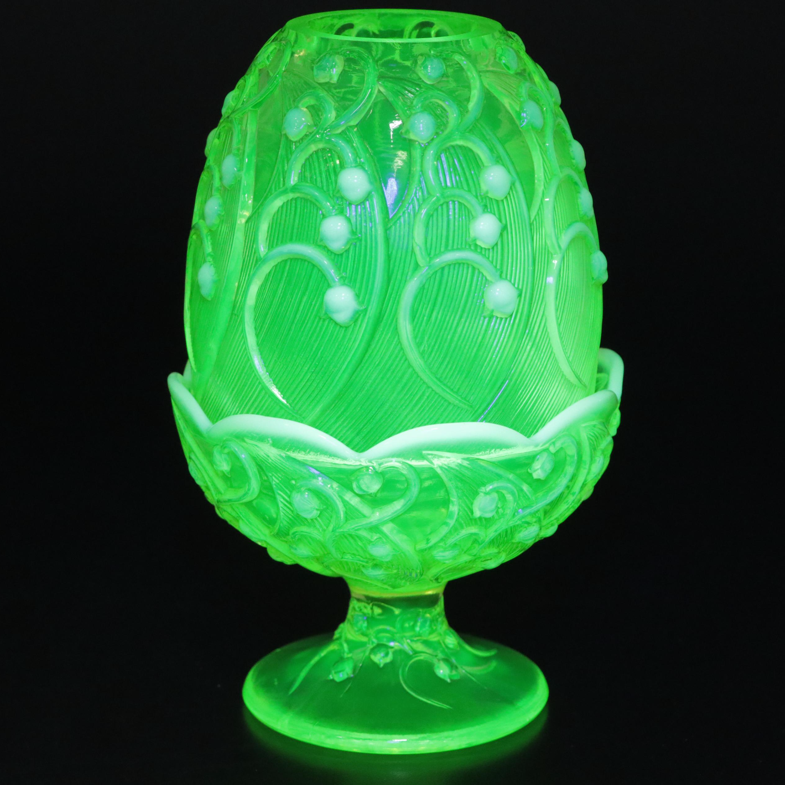 Fenton Vaseline Glass Fairy Lamp and Other Decor