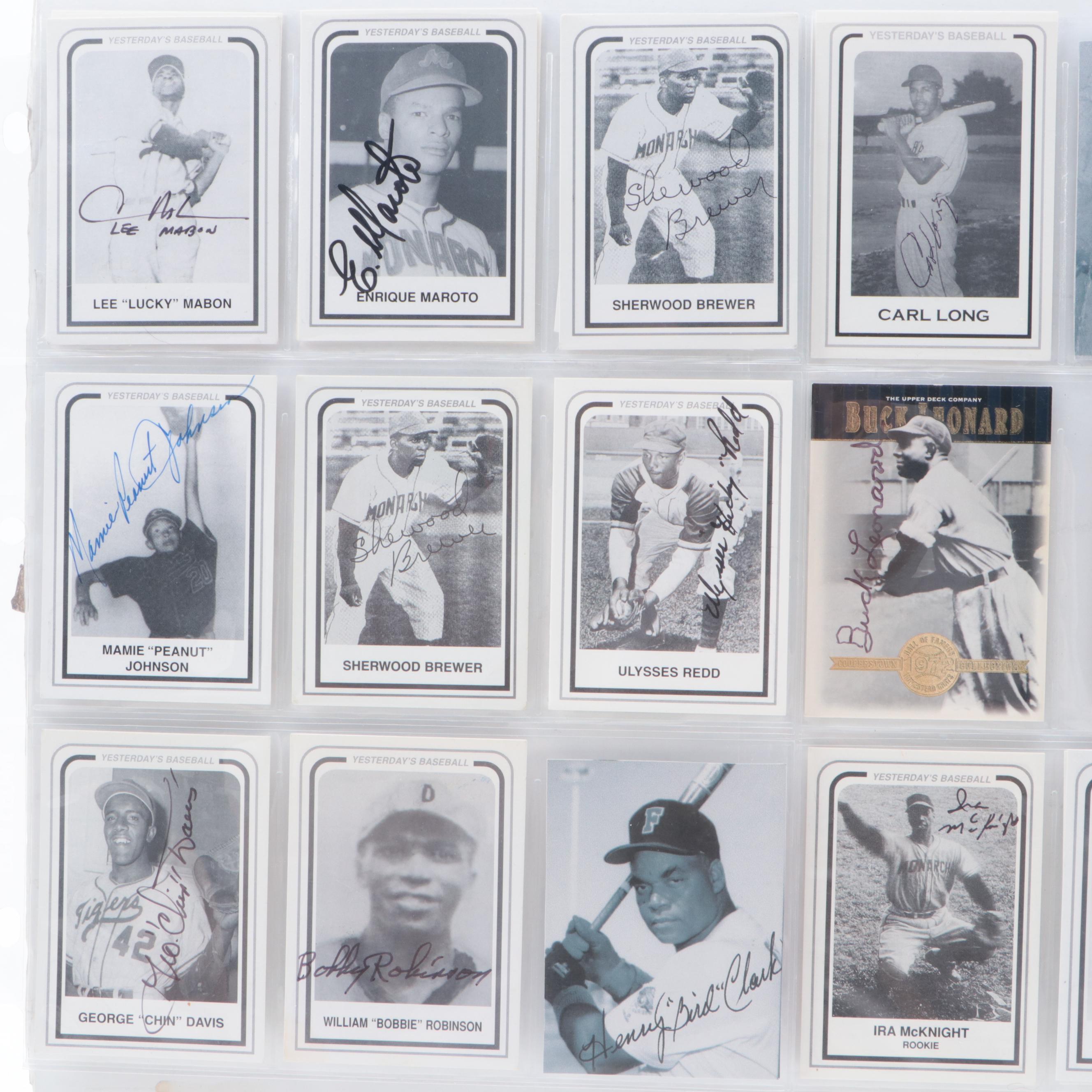 Negro League Signed Baseball Cards with Buck Leonard and Mamie "Peanut" Johnson