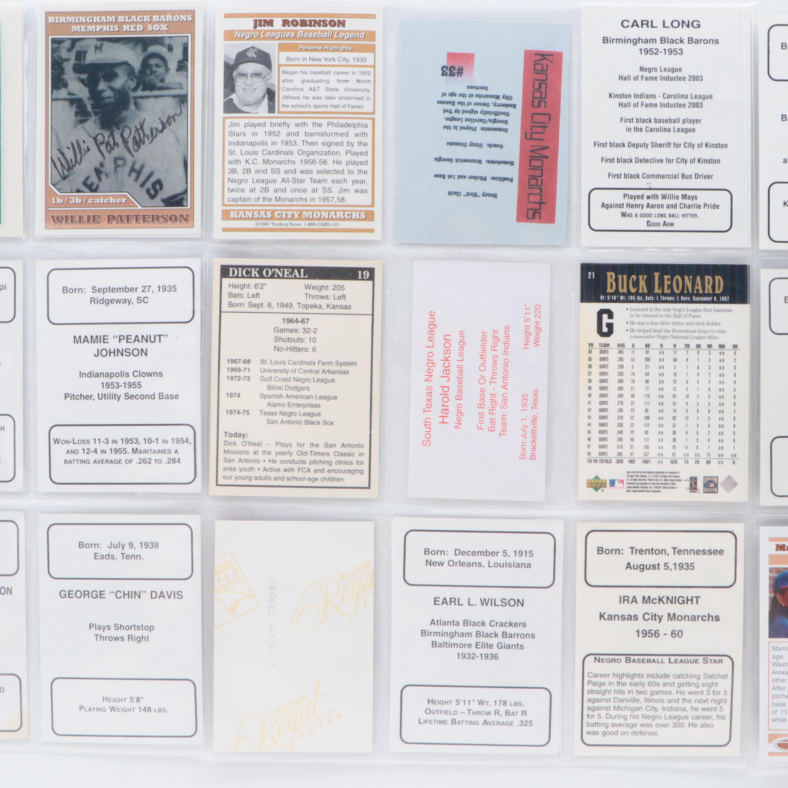 Negro League Signed Baseball Cards with Buck Leonard and Mamie "Peanut" Johnson