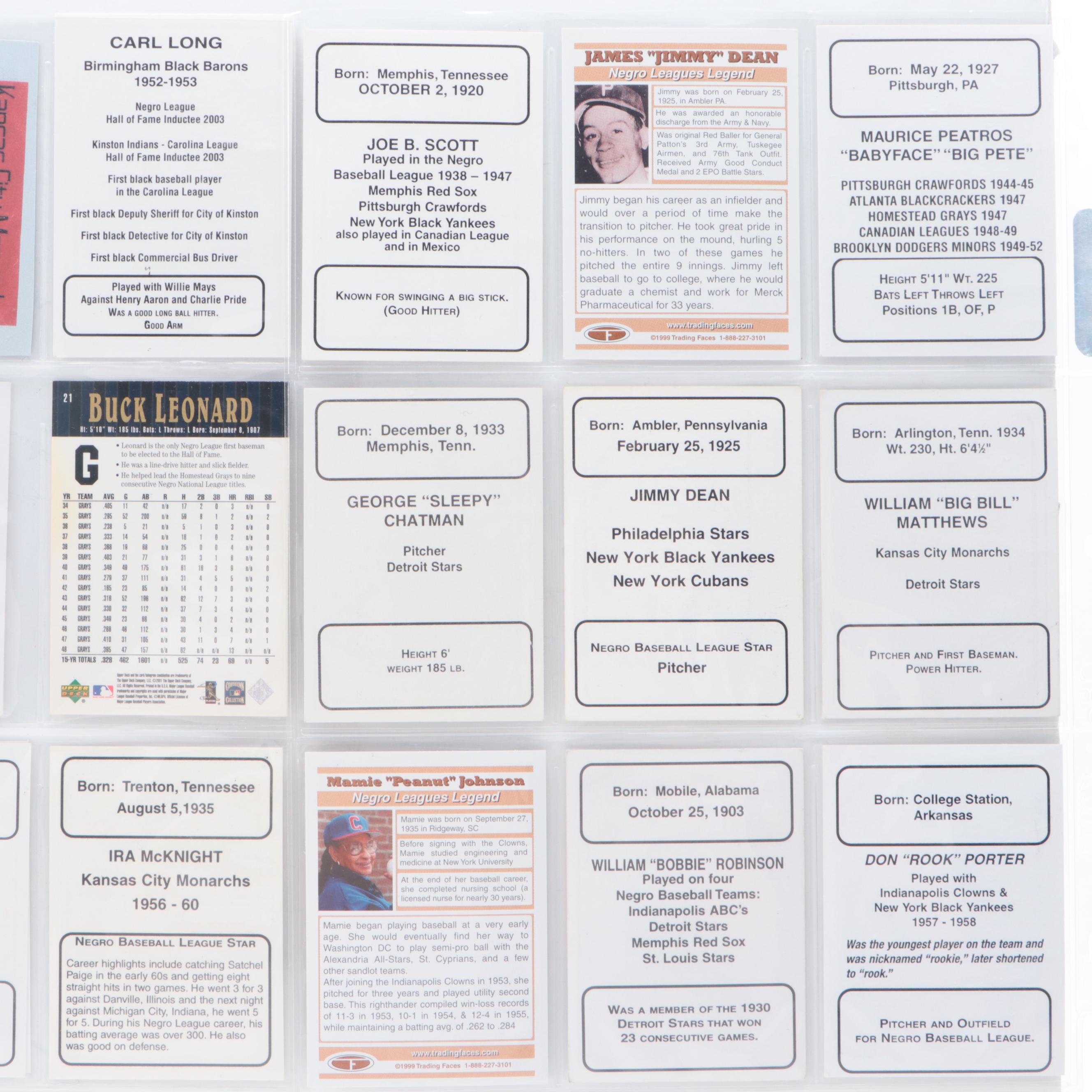 Negro League Signed Baseball Cards with Buck Leonard and Mamie "Peanut" Johnson