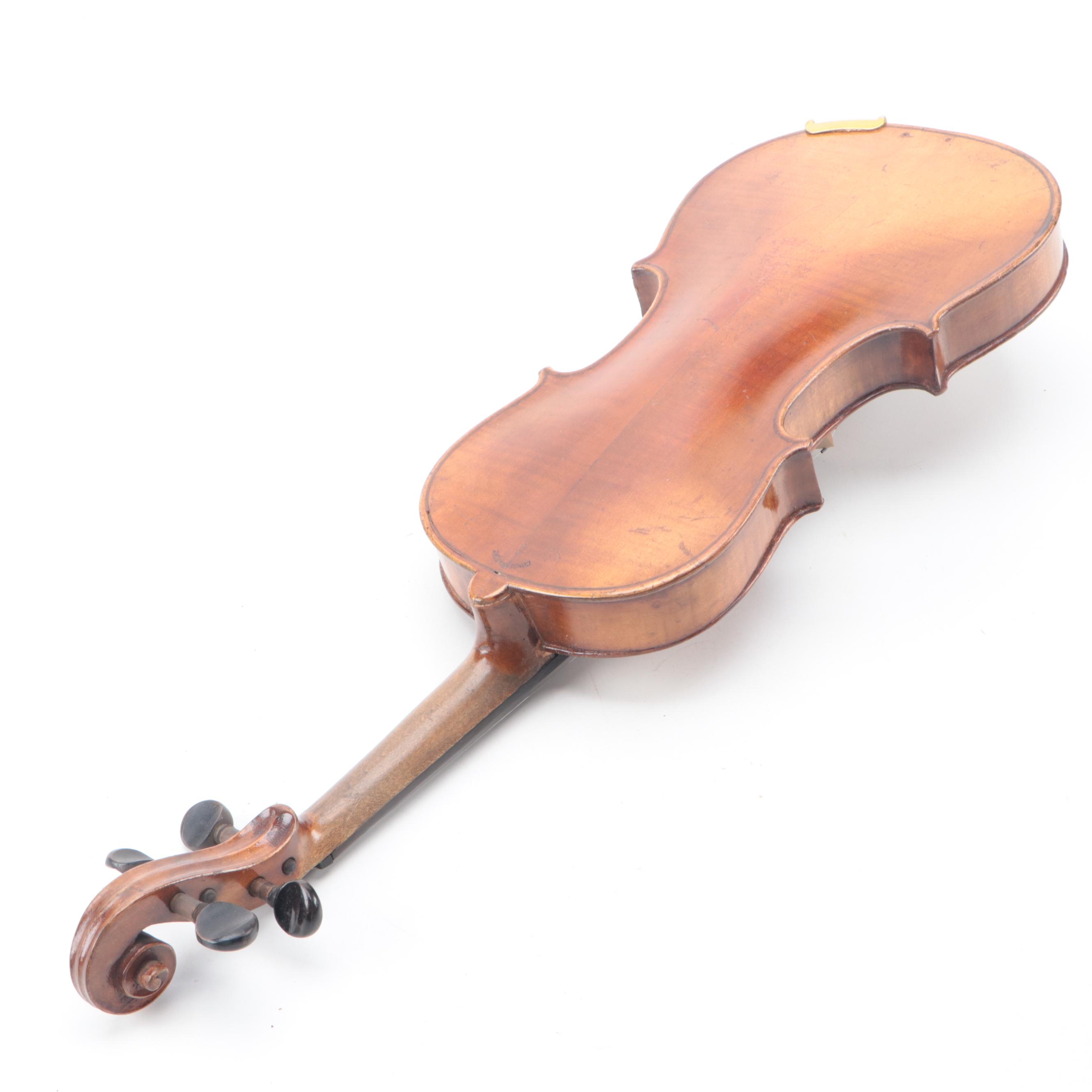 Stradivarius Copy Violin with Bow and Case, Early 20th Century