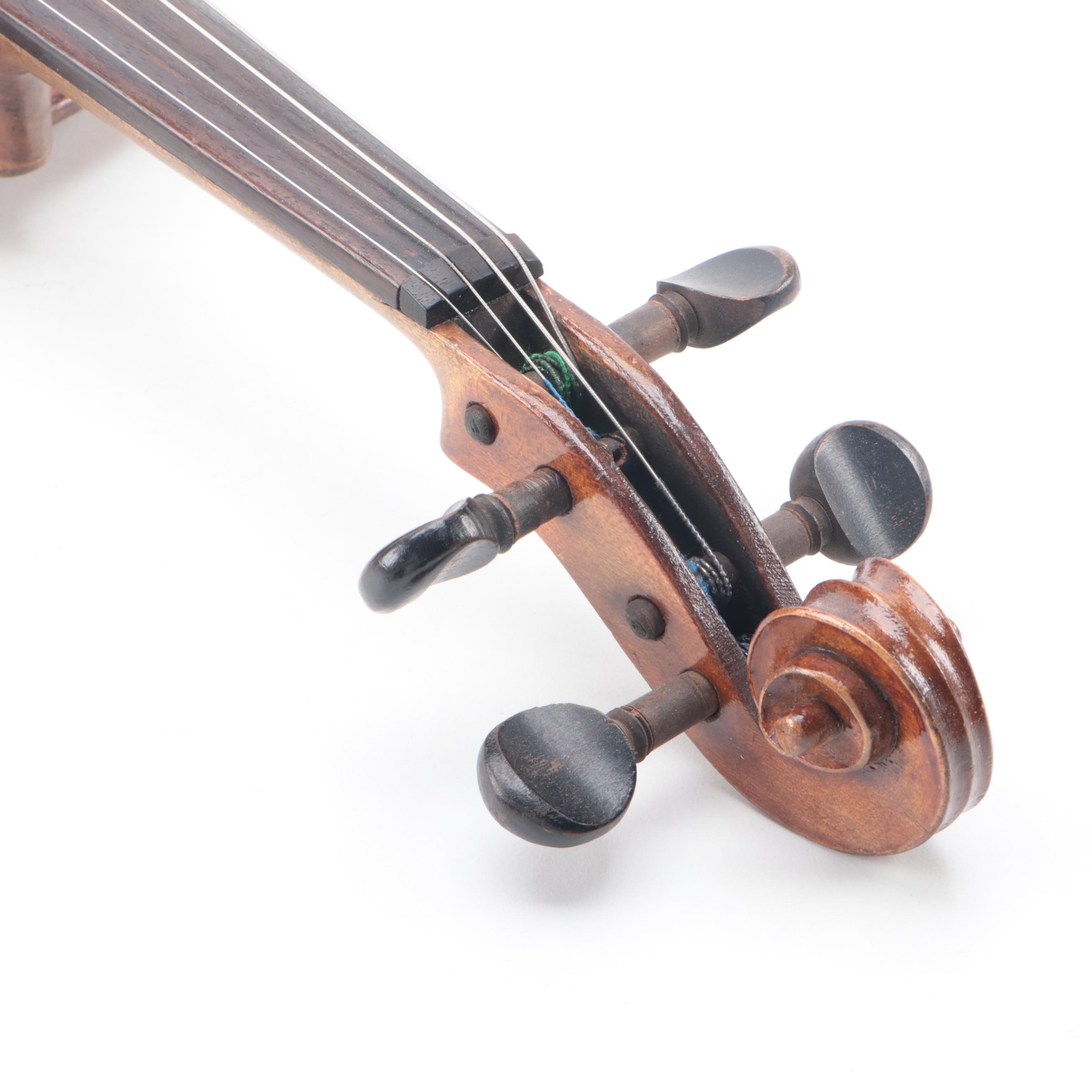 Stradivarius Copy Violin with Bow and Case, Early 20th Century