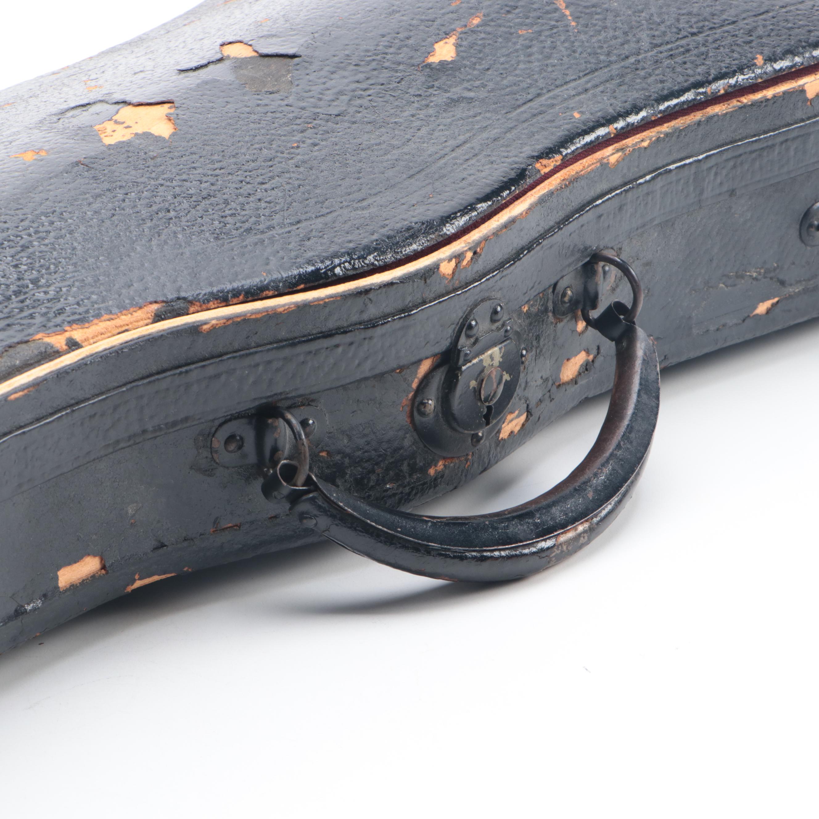 Stradivarius Copy Violin with Bow and Case, Early 20th Century