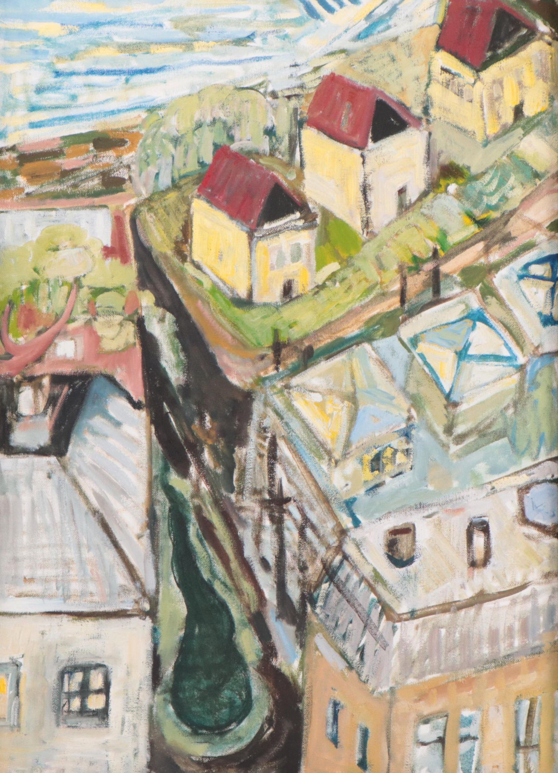 Cityscape Acrylic Painting of Street Scene