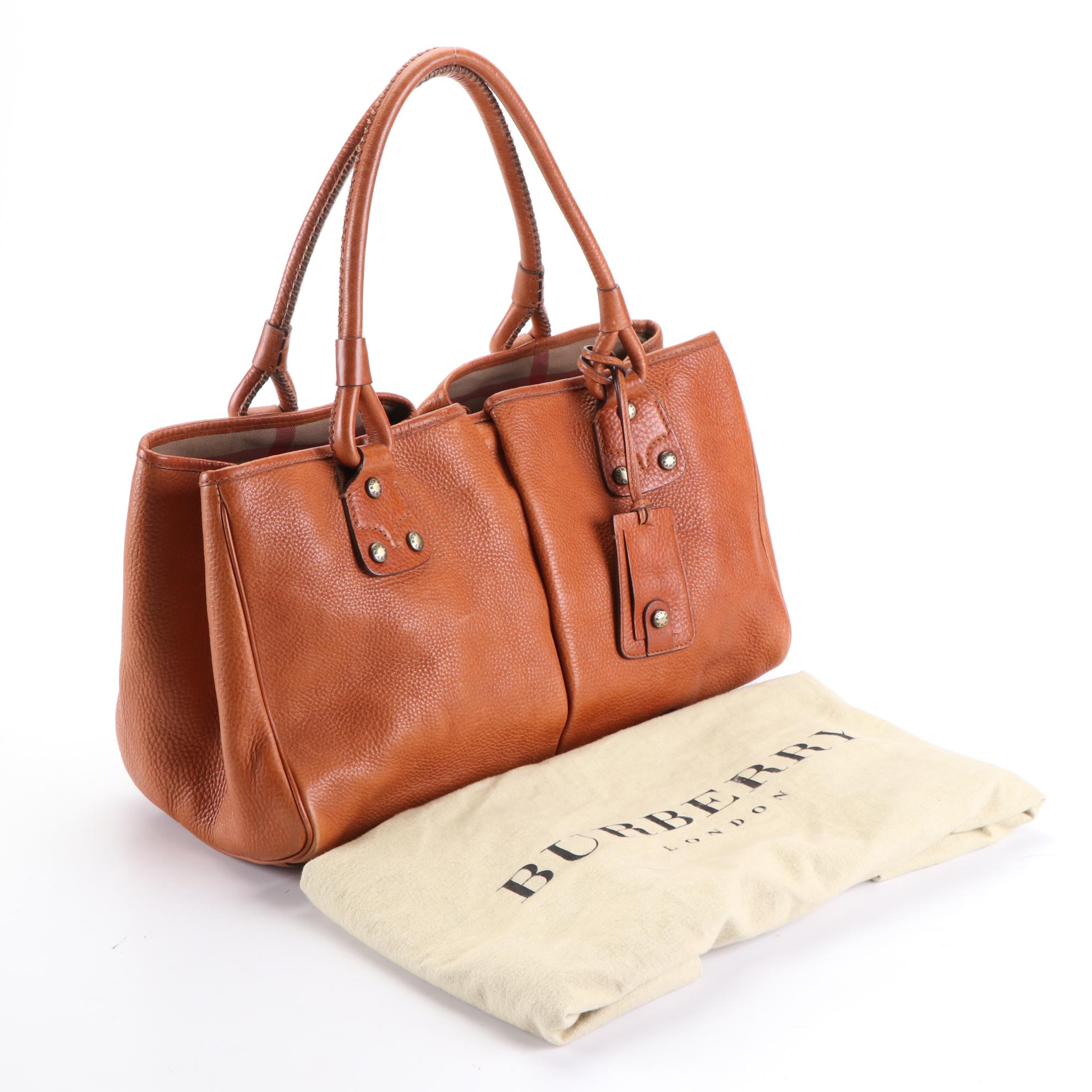 Burberry Pocket Tote in Brown Grained Leather