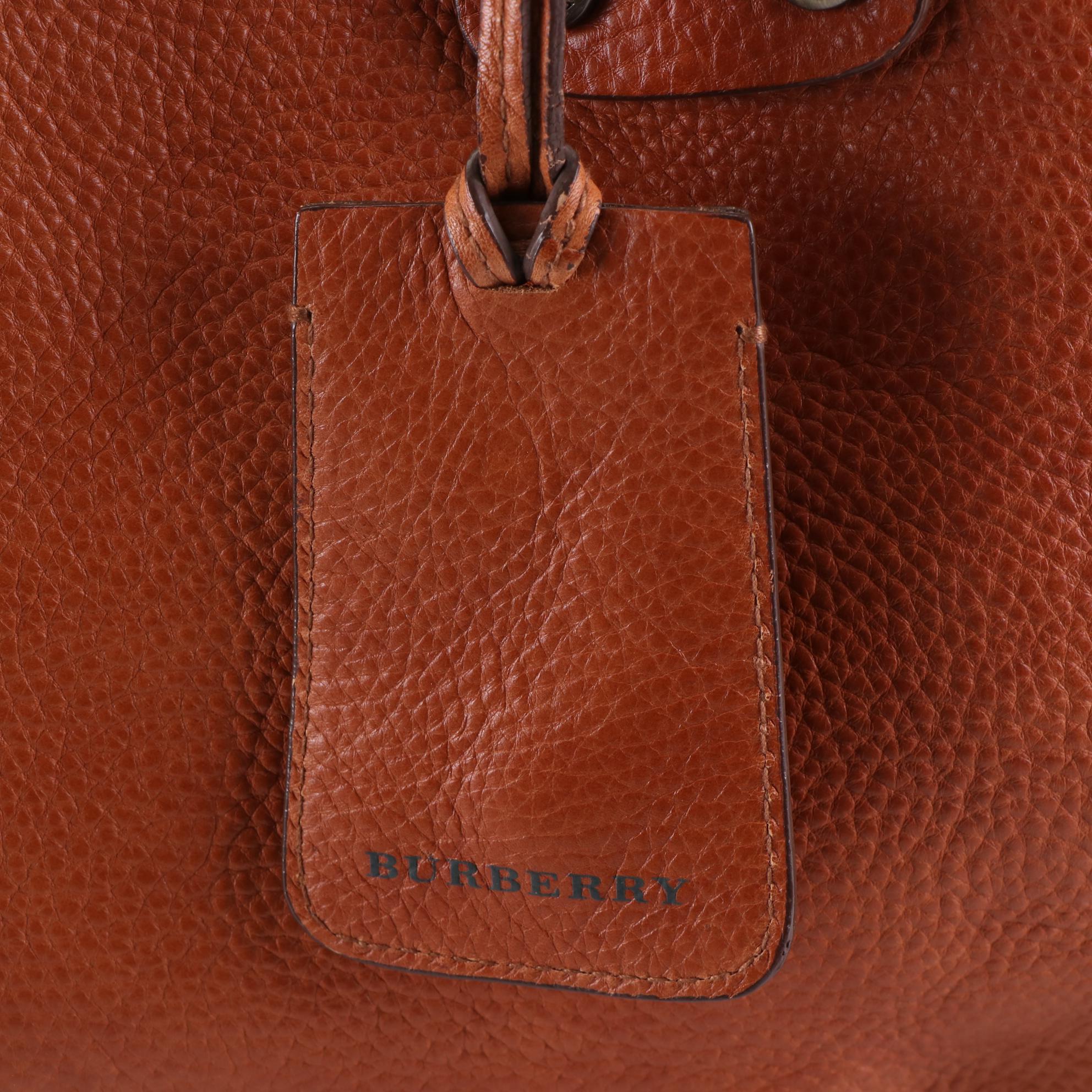 Burberry Pocket Tote in Brown Grained Leather