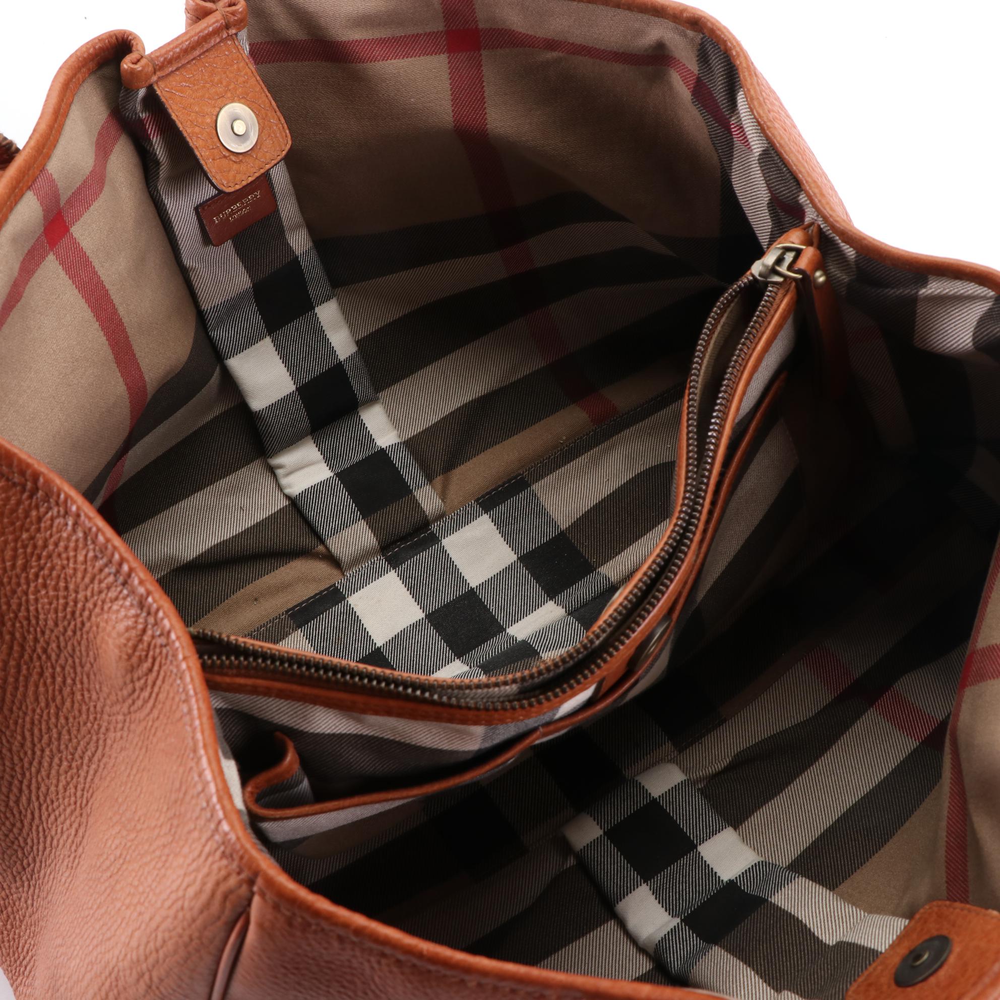 Burberry Pocket Tote in Brown Grained Leather
