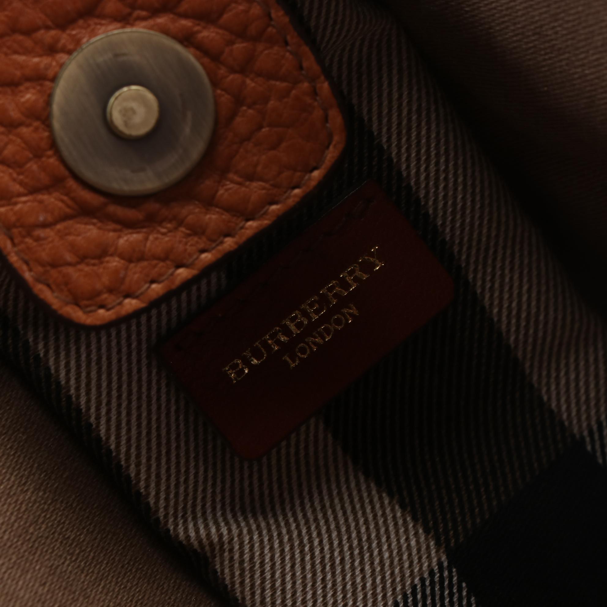 Burberry Pocket Tote in Brown Grained Leather