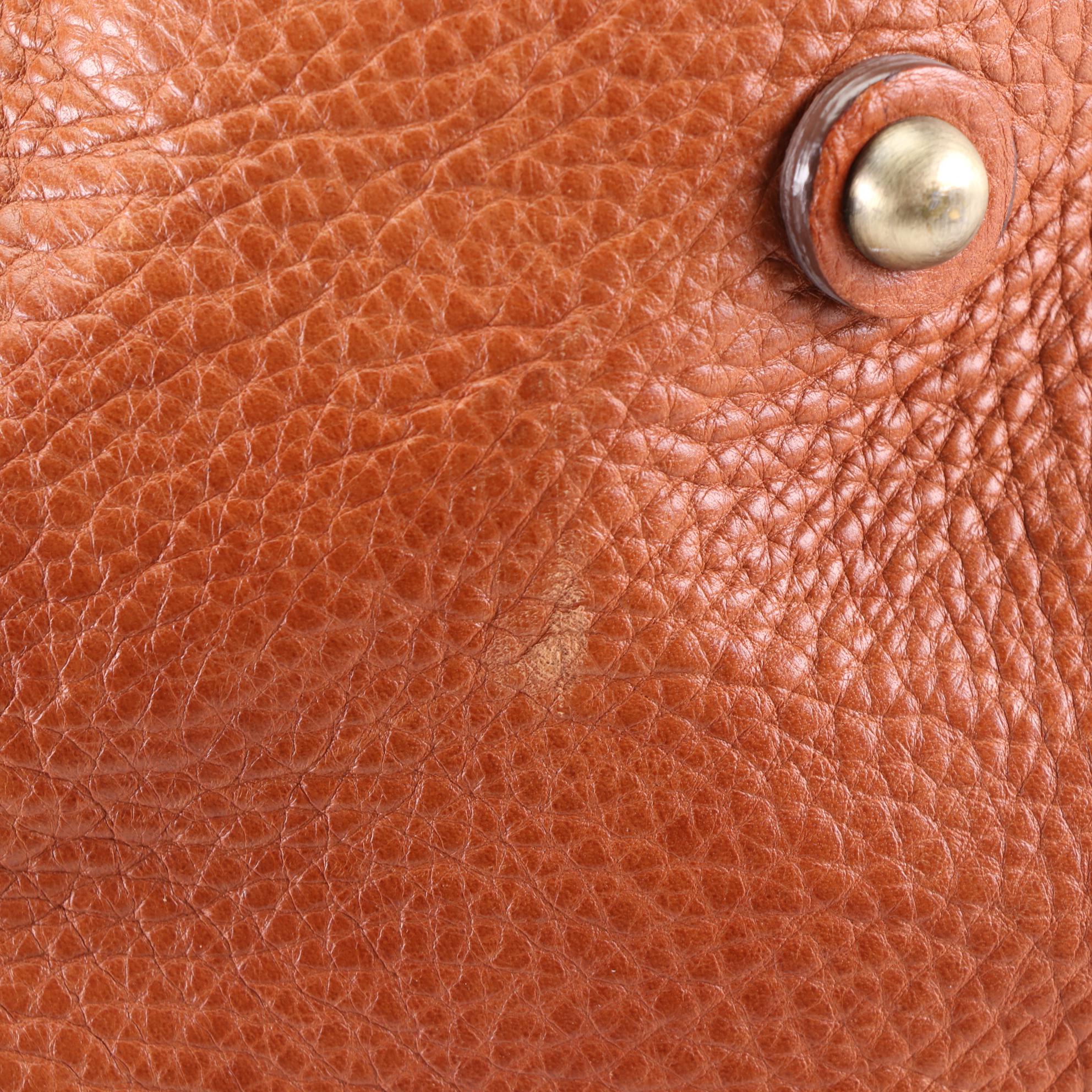 Burberry Pocket Tote in Brown Grained Leather