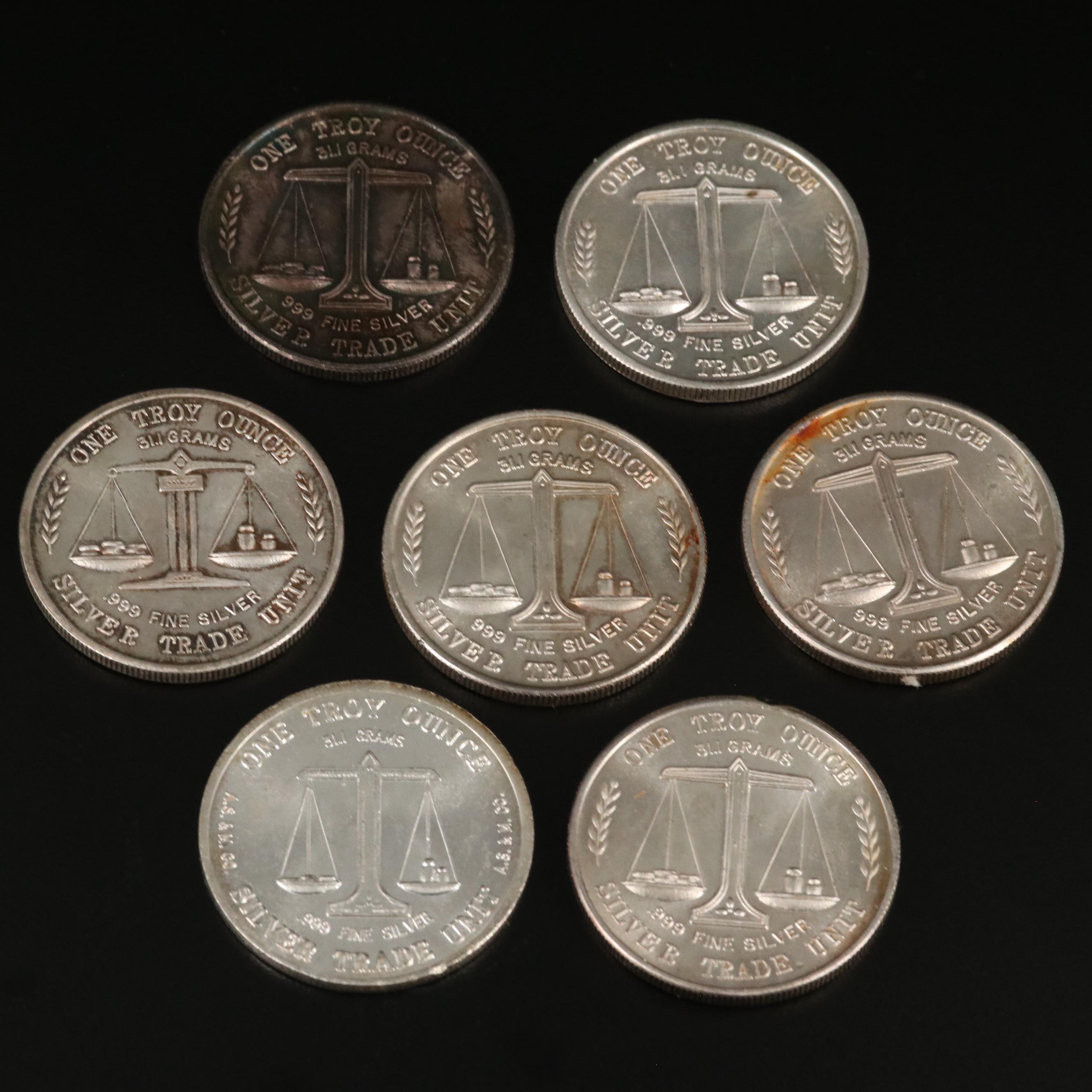 Group of Twelve 1-Oz. Silver Rounds and Ingots