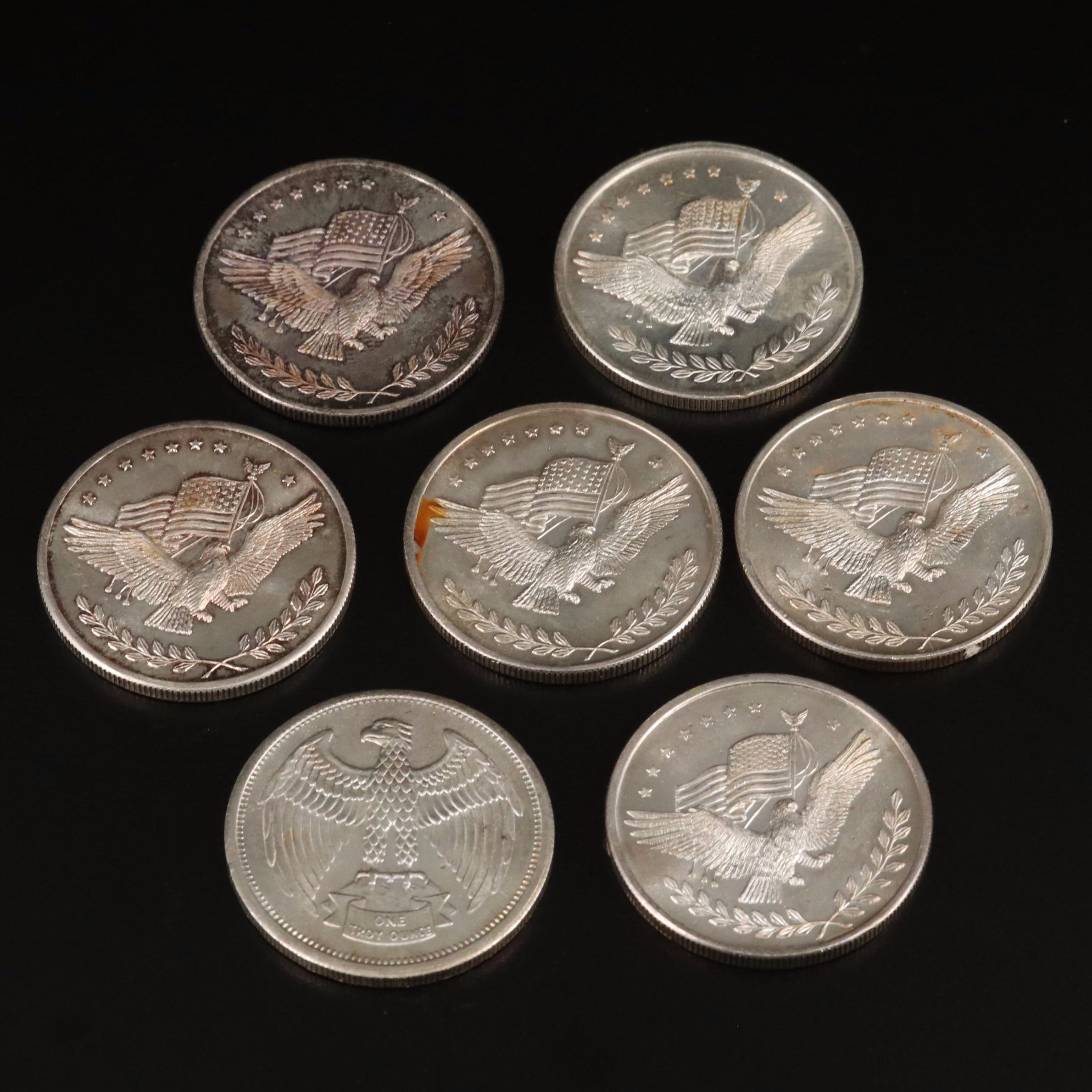 Group of Twelve 1-Oz. Silver Rounds and Ingots