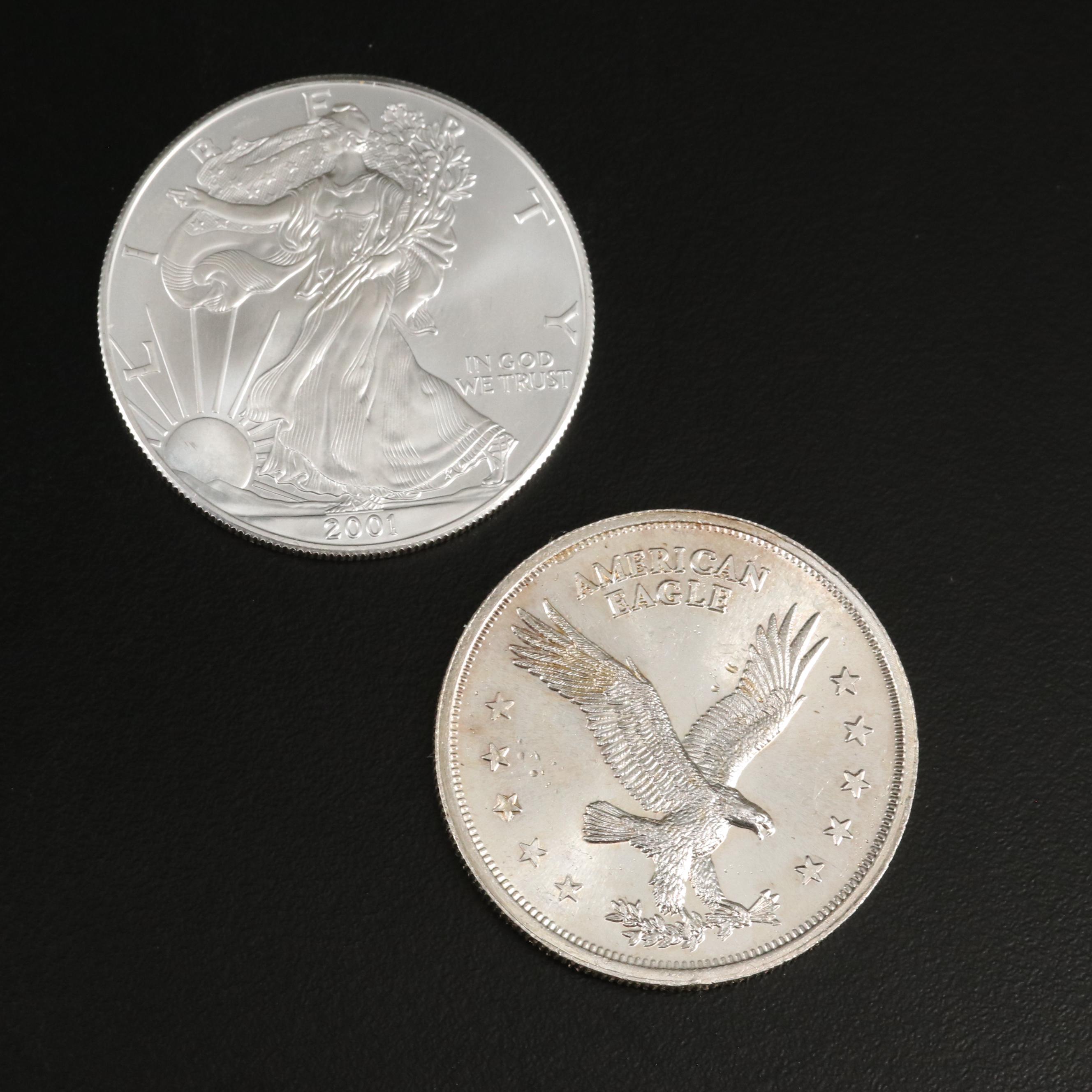 Group of Twelve 1-Oz. Silver Rounds and Ingots