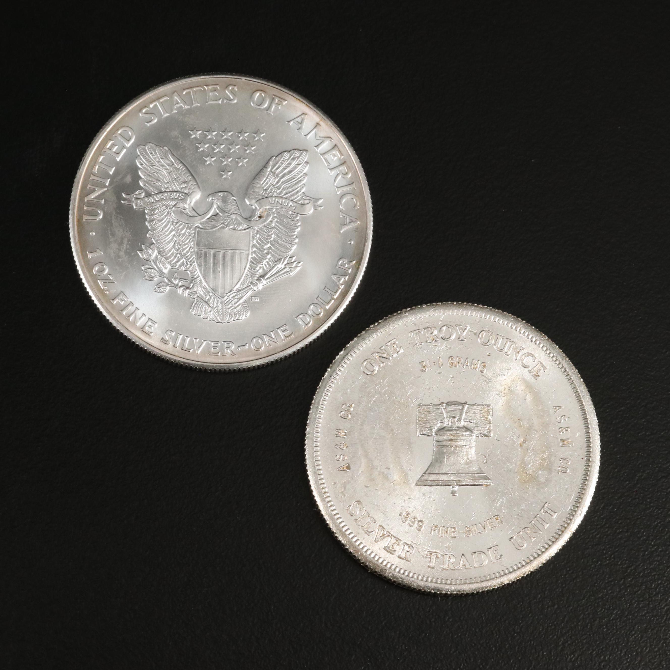 Group of Twelve 1-Oz. Silver Rounds and Ingots