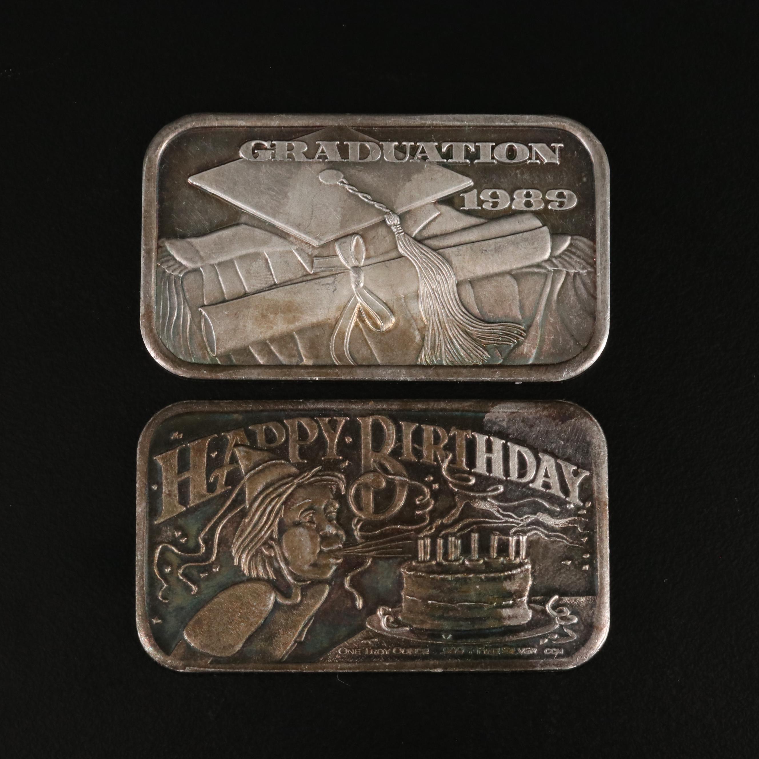 Group of Twelve 1-Oz. Silver Rounds and Ingots