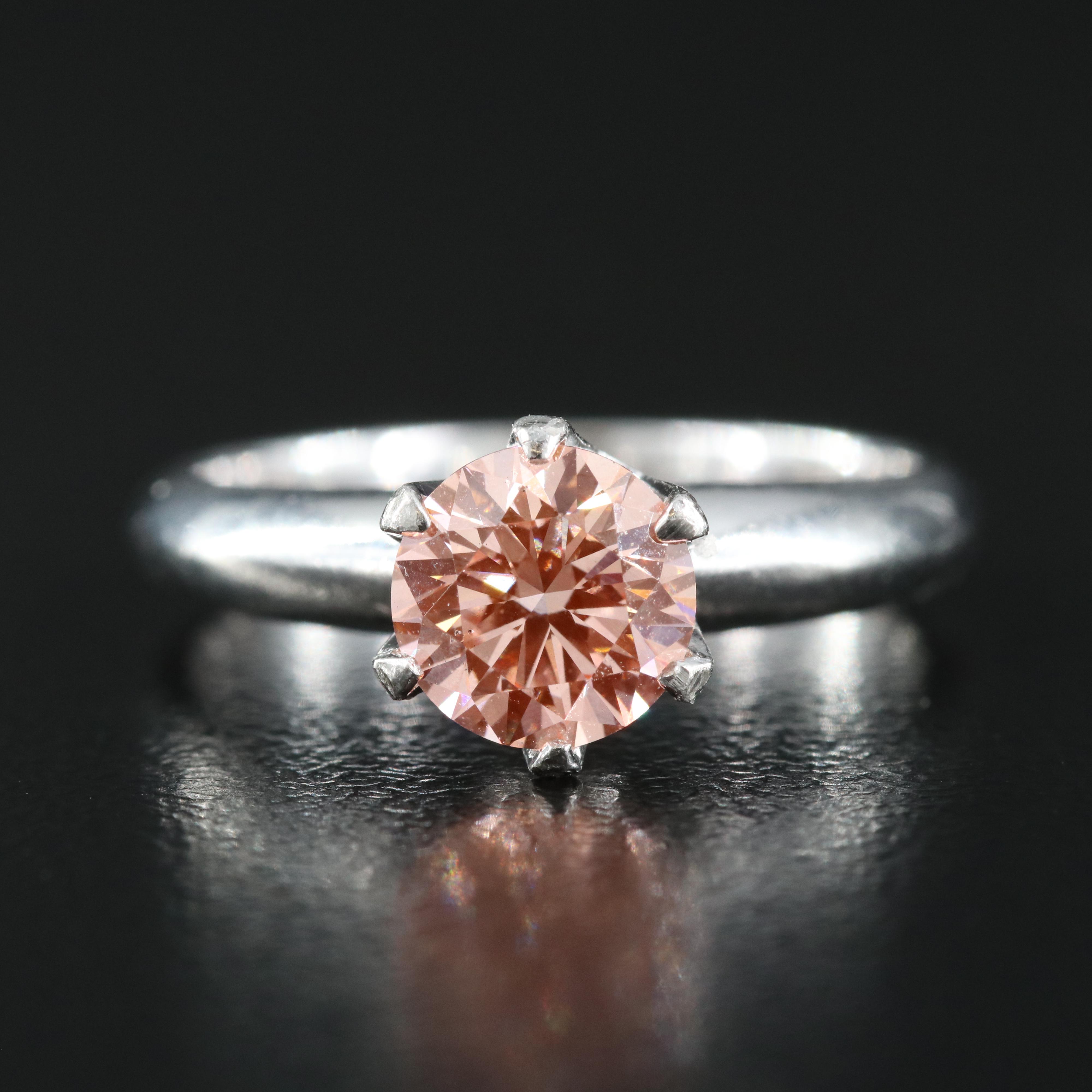 Platinum 1.02 CT Fancy Pink Diamond Ring