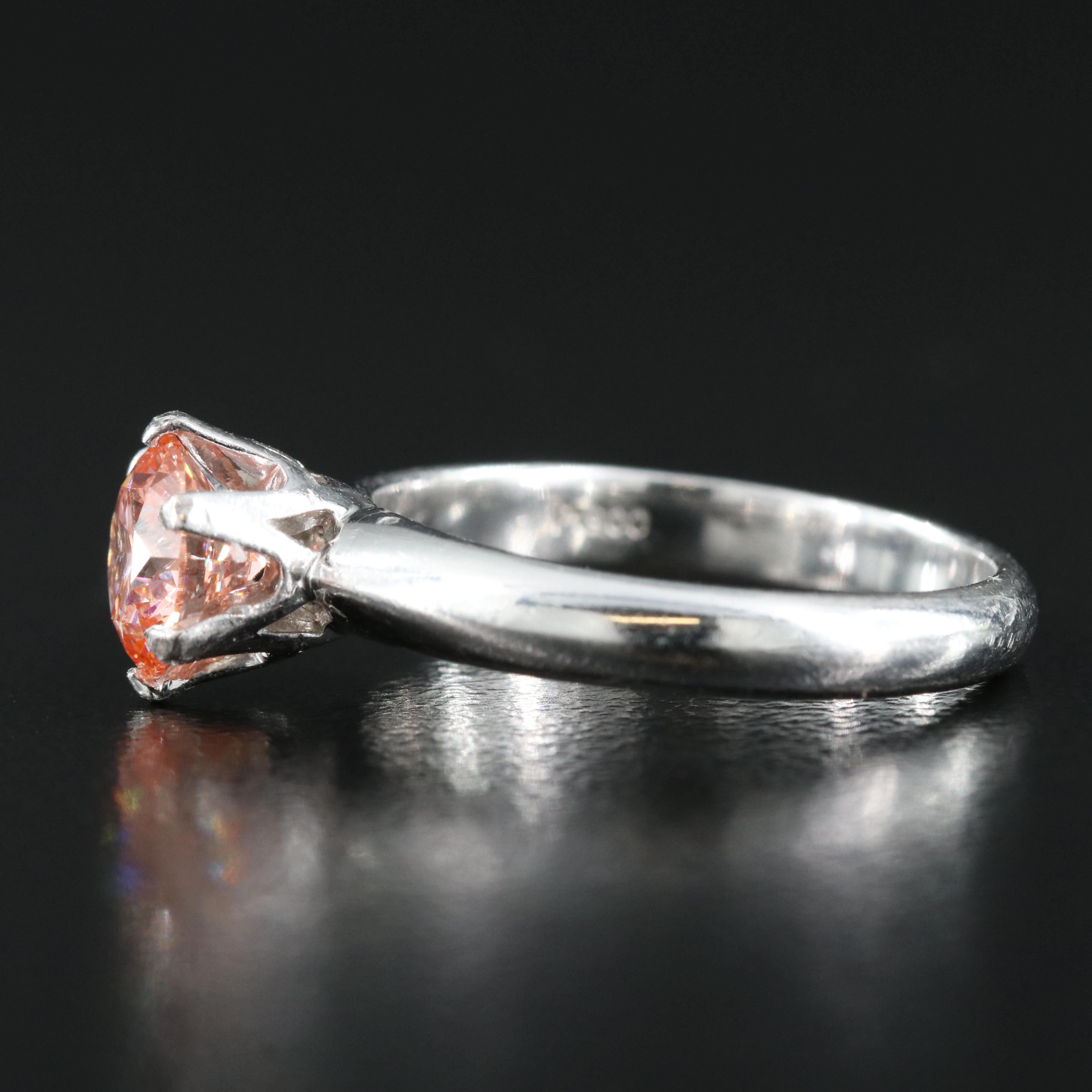 Platinum 1.02 CT Fancy Pink Diamond Ring