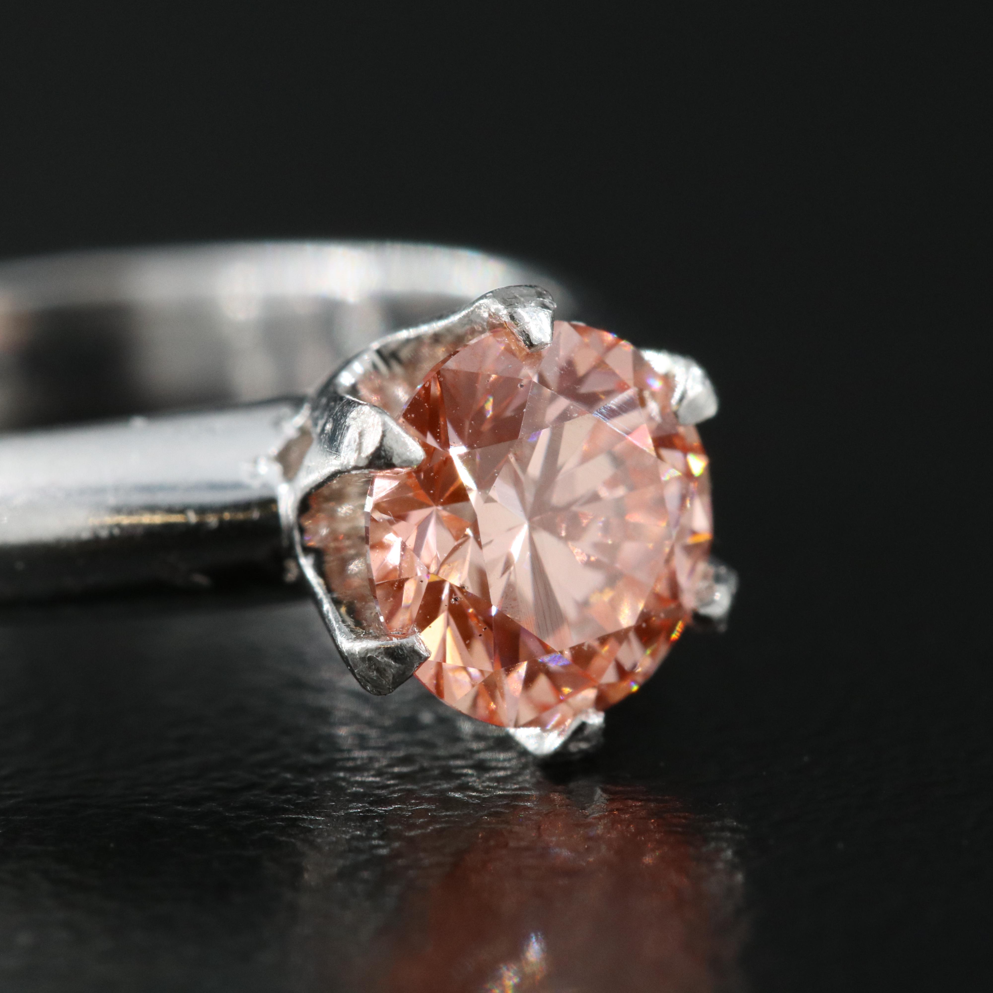 Platinum 1.02 CT Fancy Pink Diamond Ring