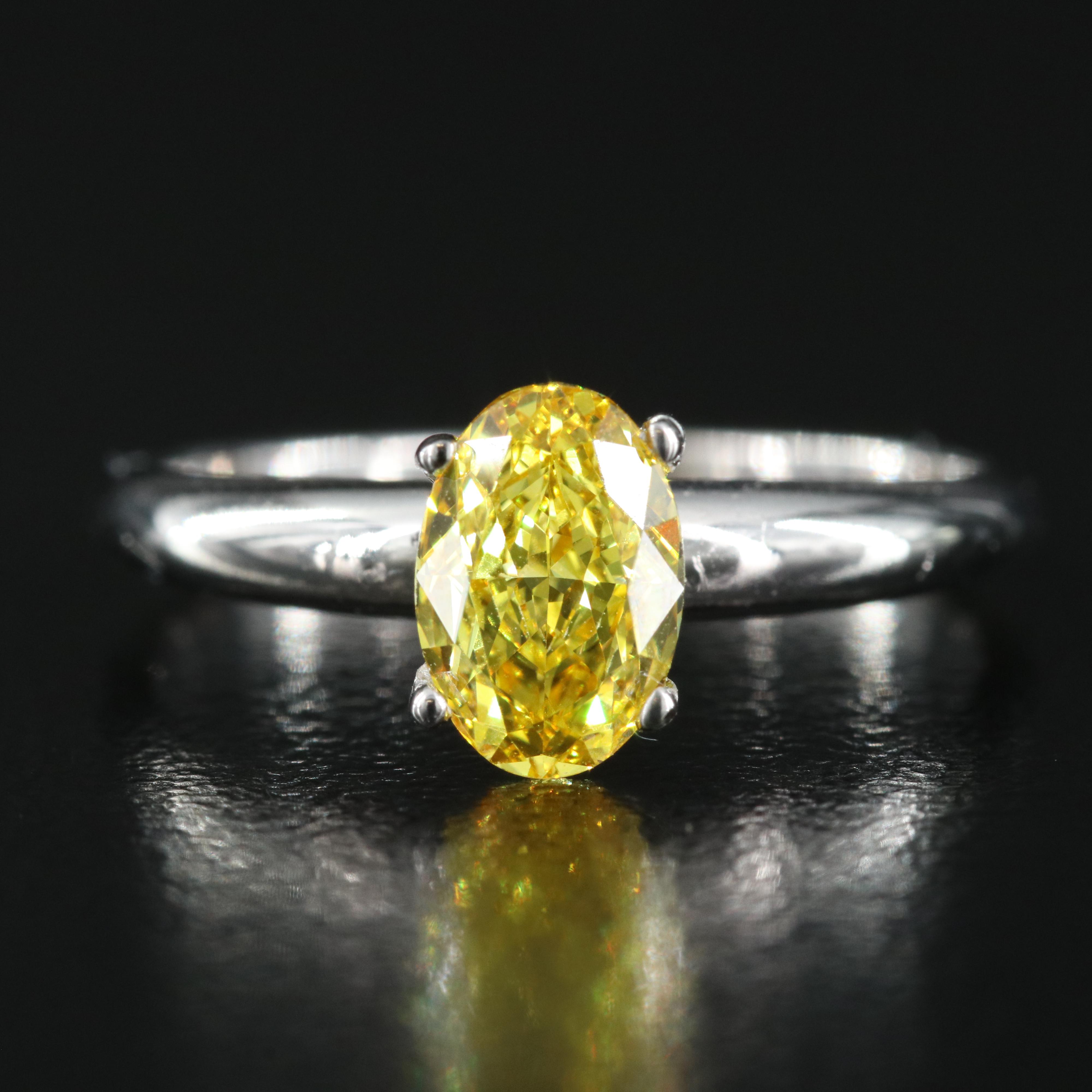 18K 1.06 CT Fancy Yellow Diamond Solitaire Ring