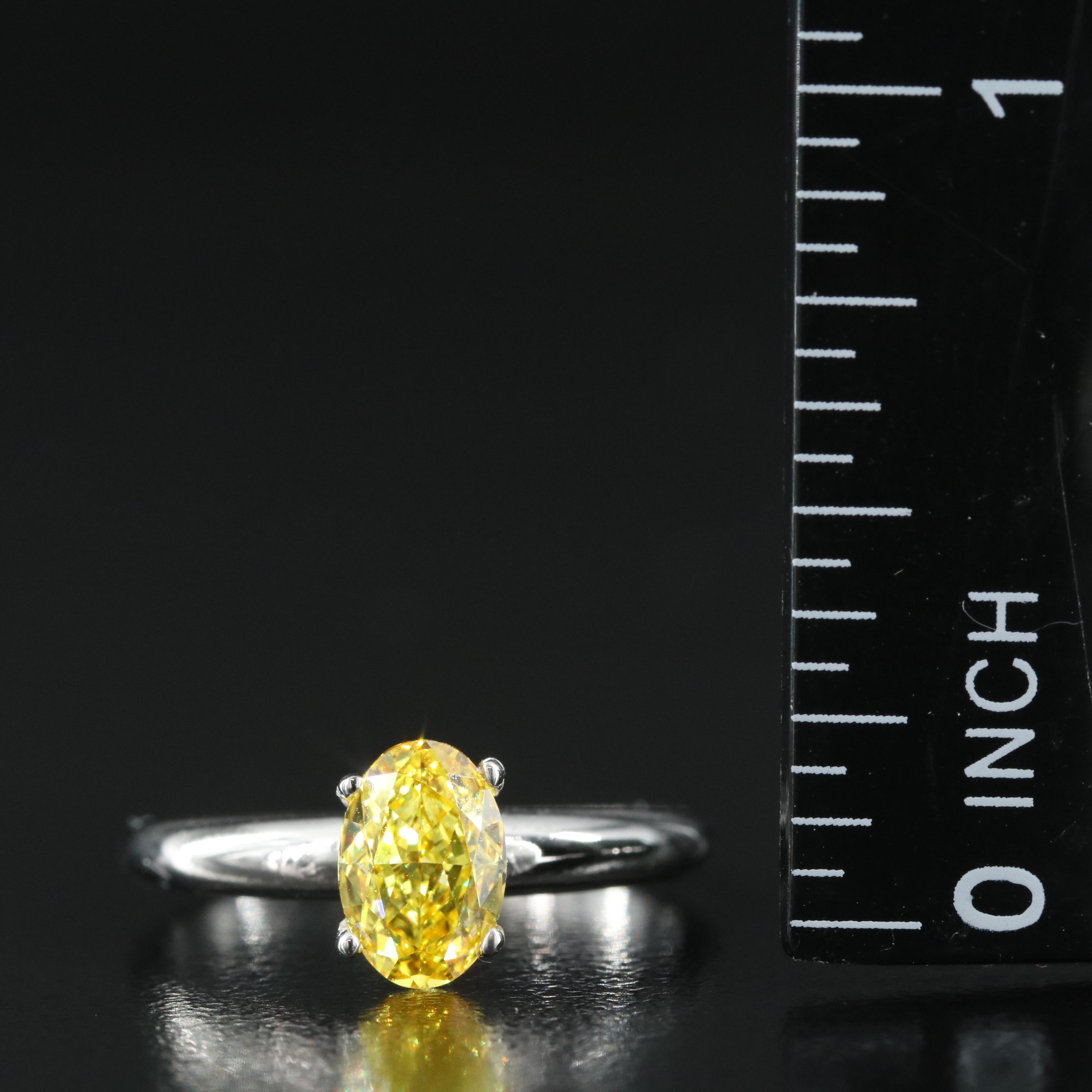 18K 1.06 CT Fancy Yellow Diamond Solitaire Ring
