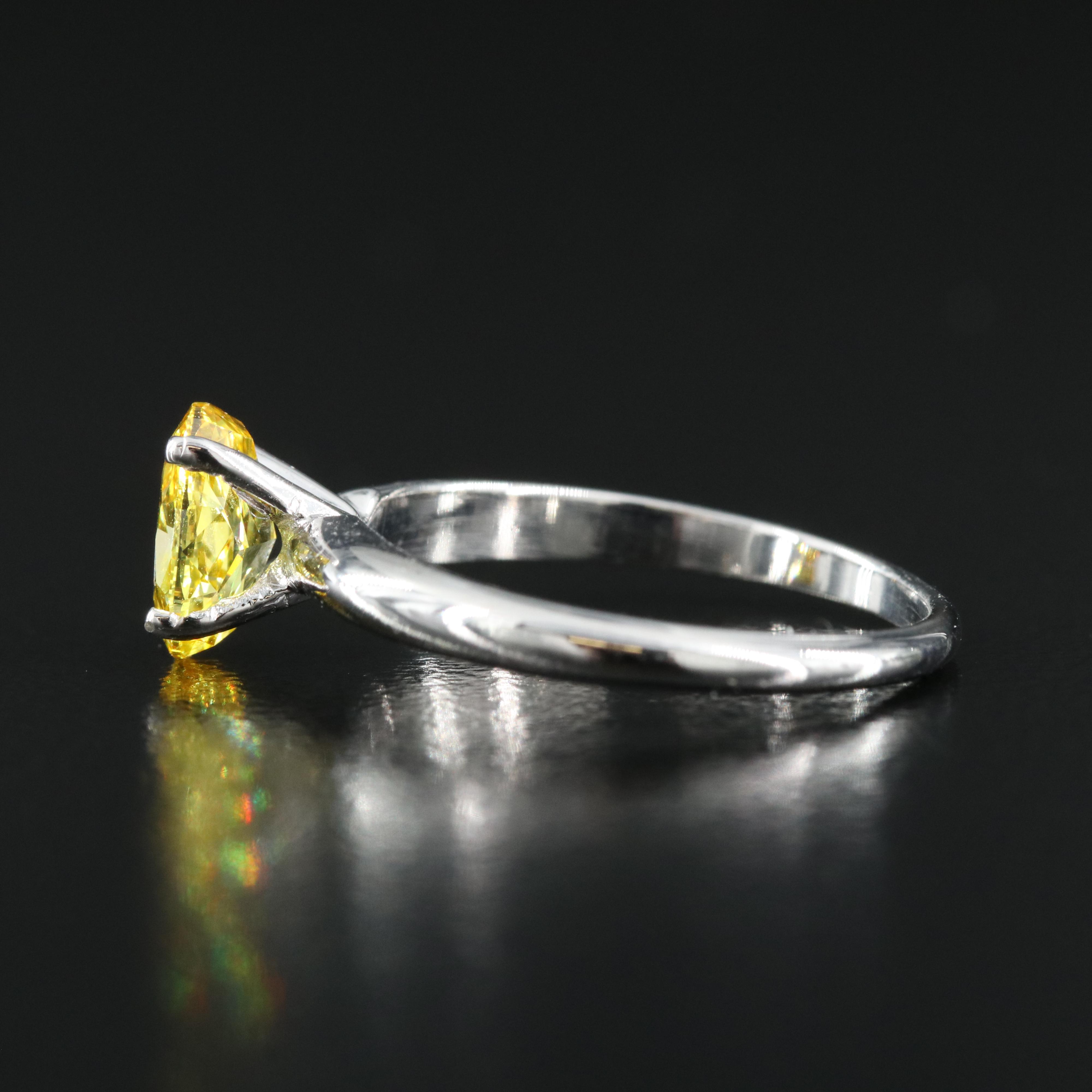 18K 1.06 CT Fancy Yellow Diamond Solitaire Ring
