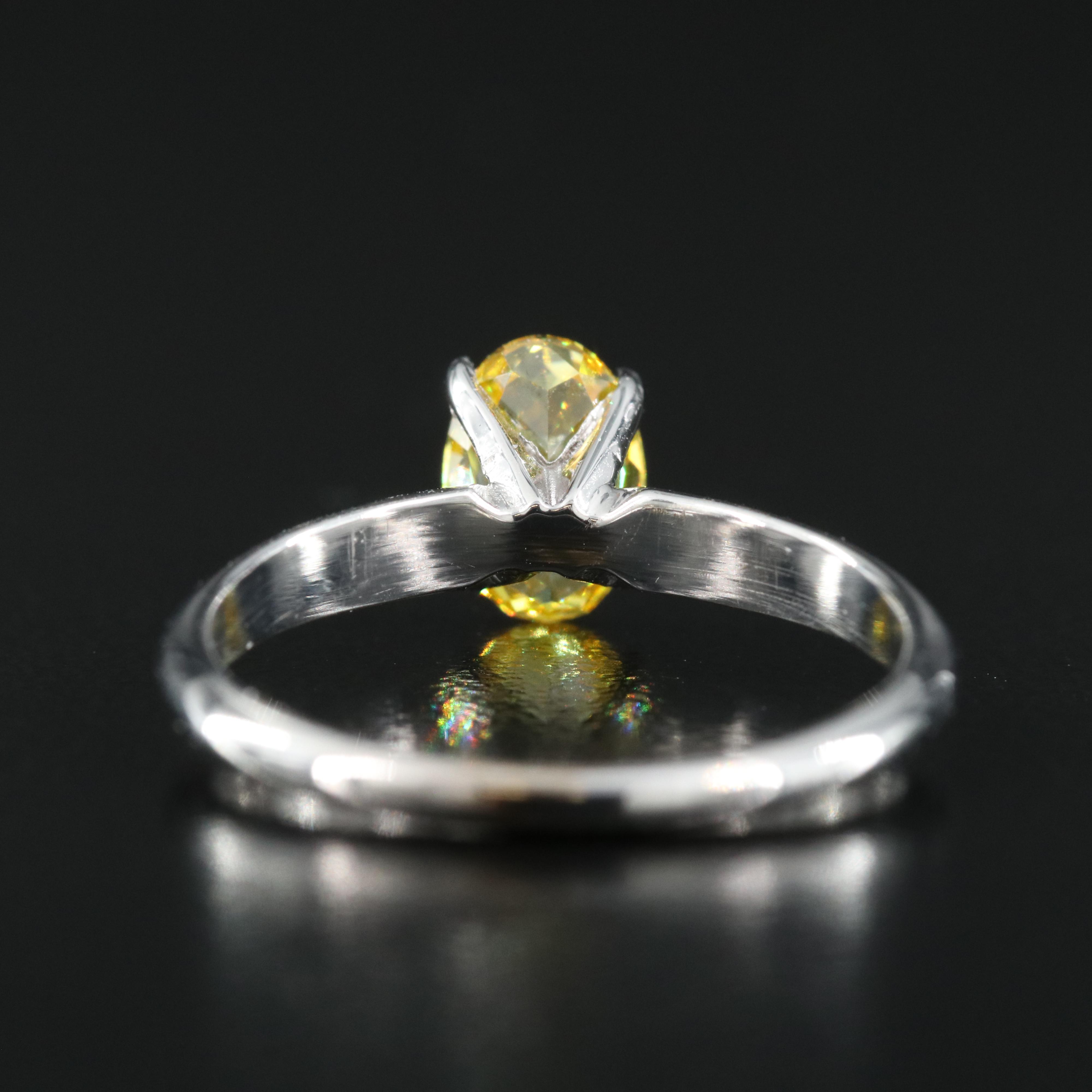 18K 1.06 CT Fancy Yellow Diamond Solitaire Ring