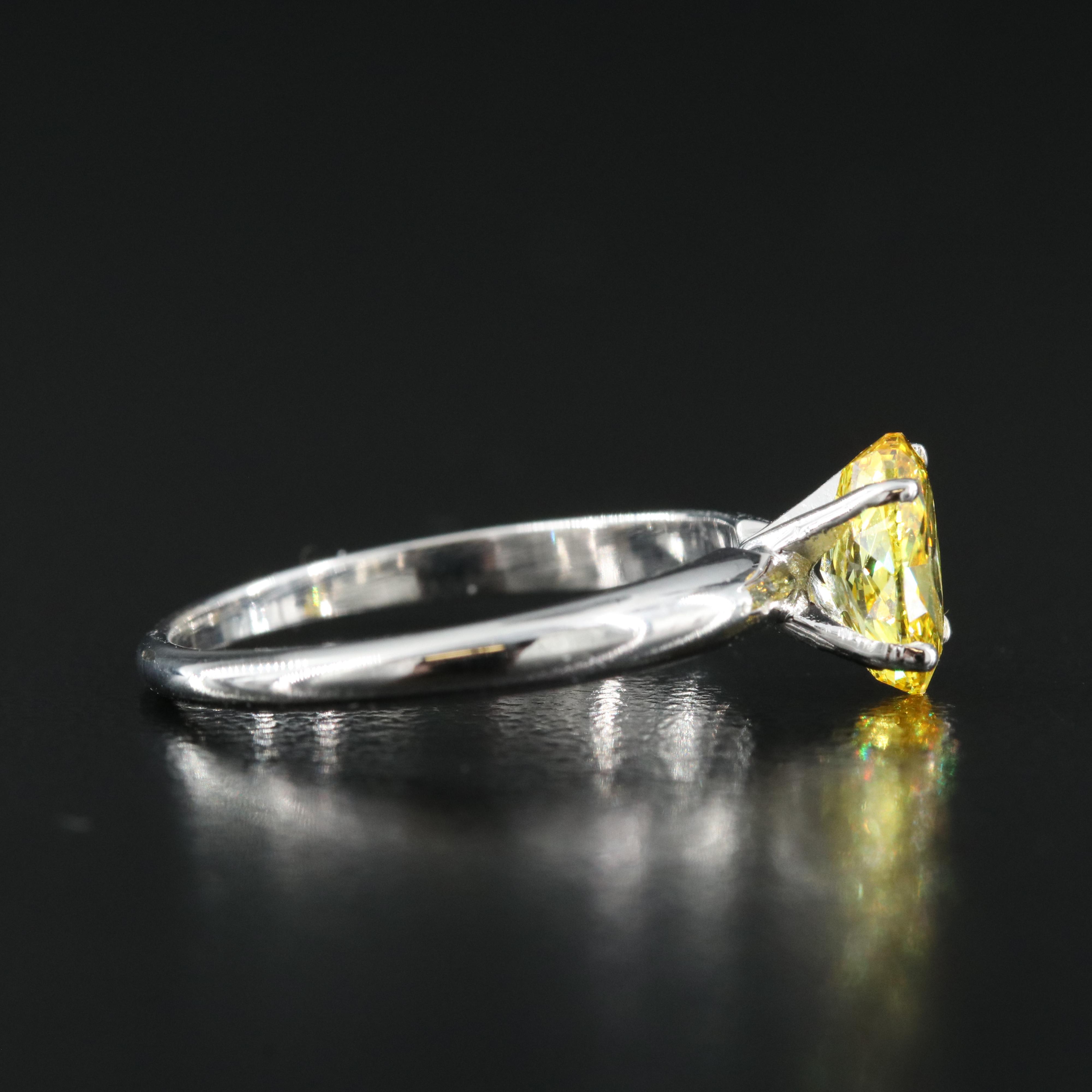 18K 1.06 CT Fancy Yellow Diamond Solitaire Ring