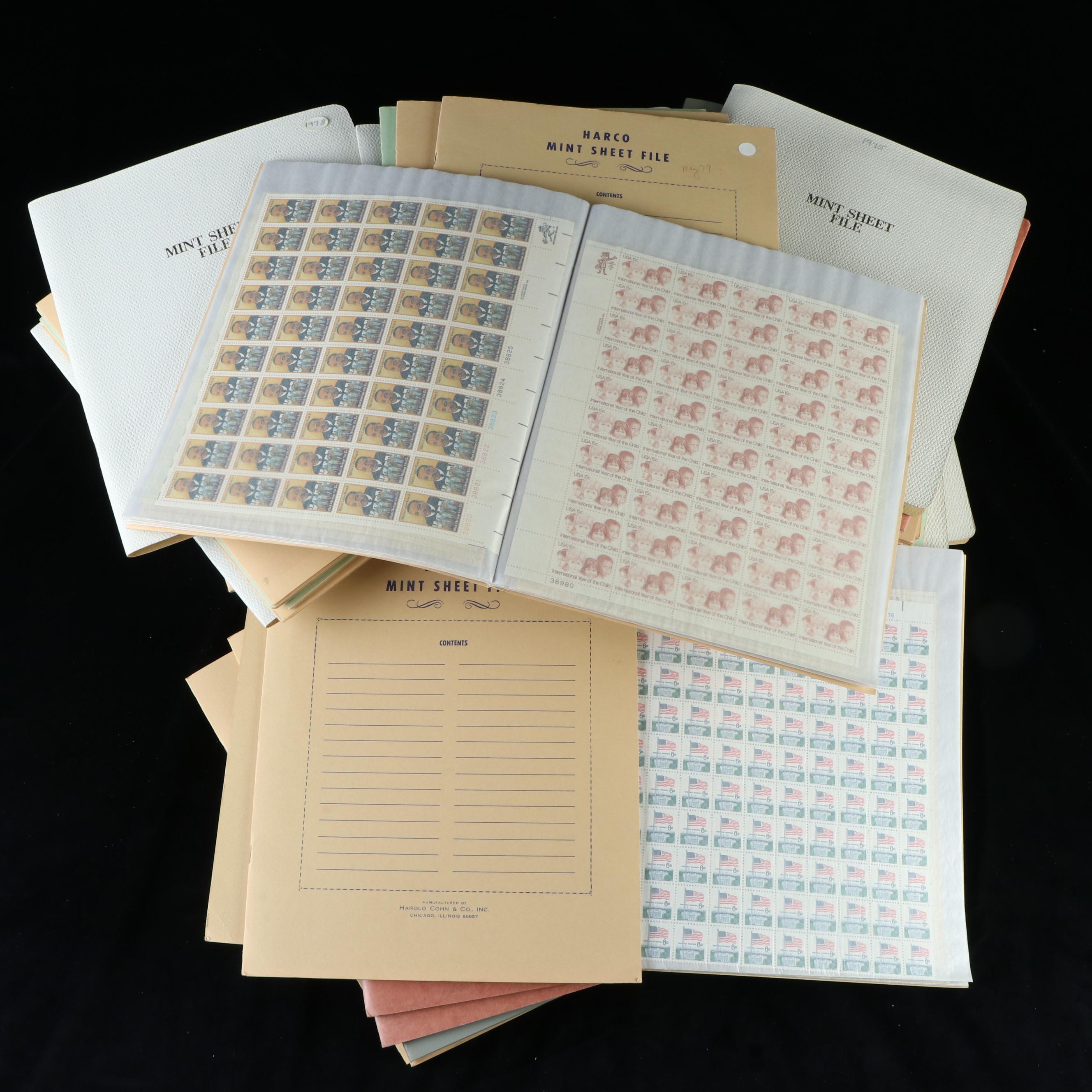 Forty Mint Sheet Files for Postage Stamp Sheets, 60s to 80s