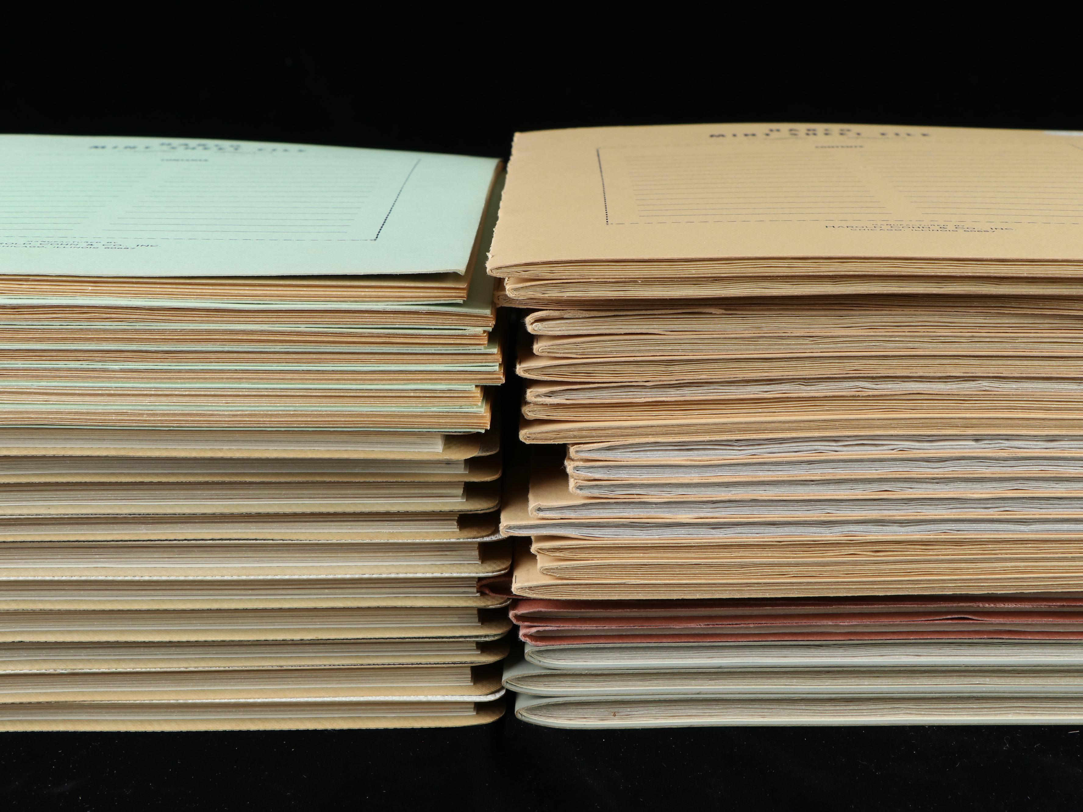 Forty Mint Sheet Files for Postage Stamp Sheets, 60s to 80s