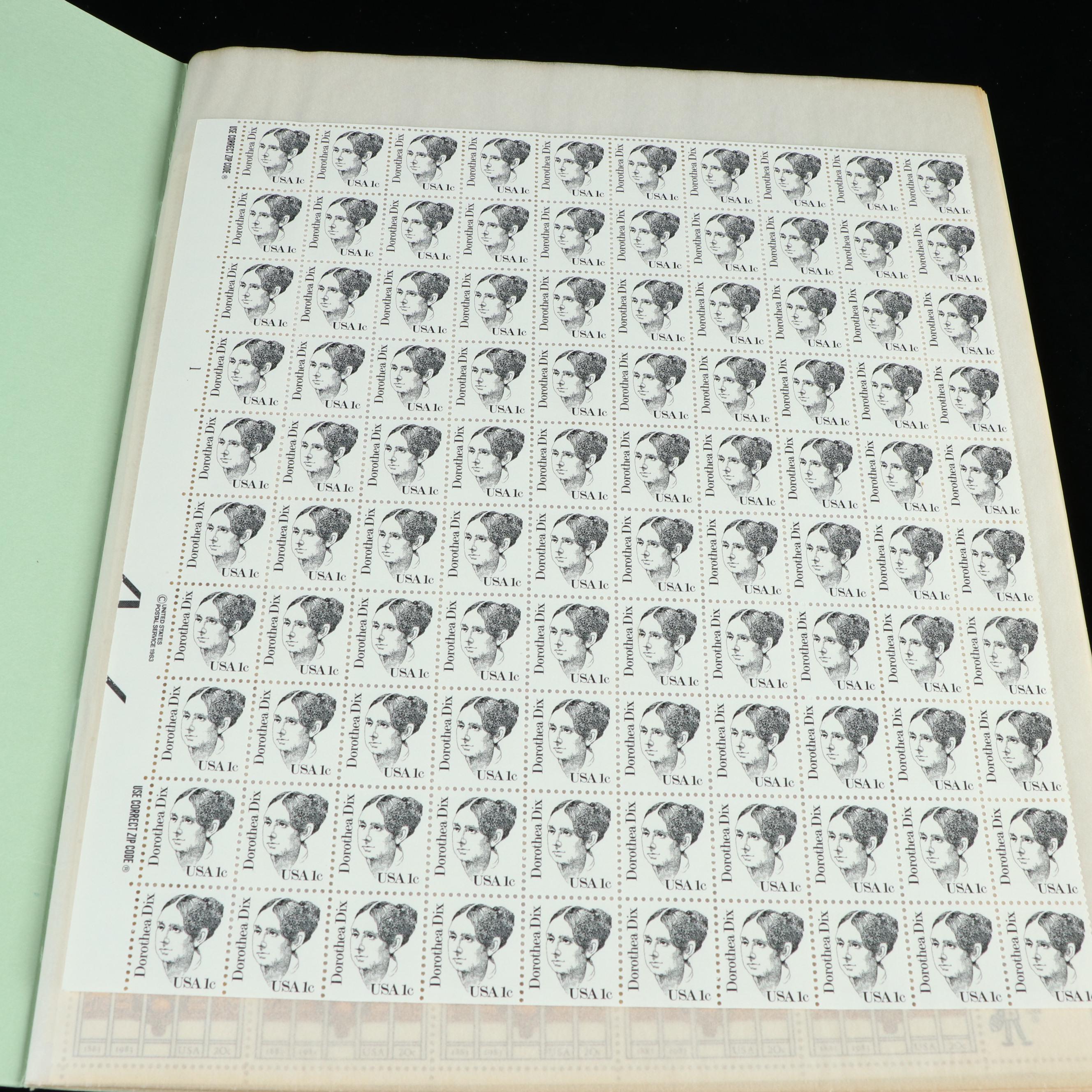 Forty Mint Sheet Files for Postage Stamp Sheets, 60s to 80s