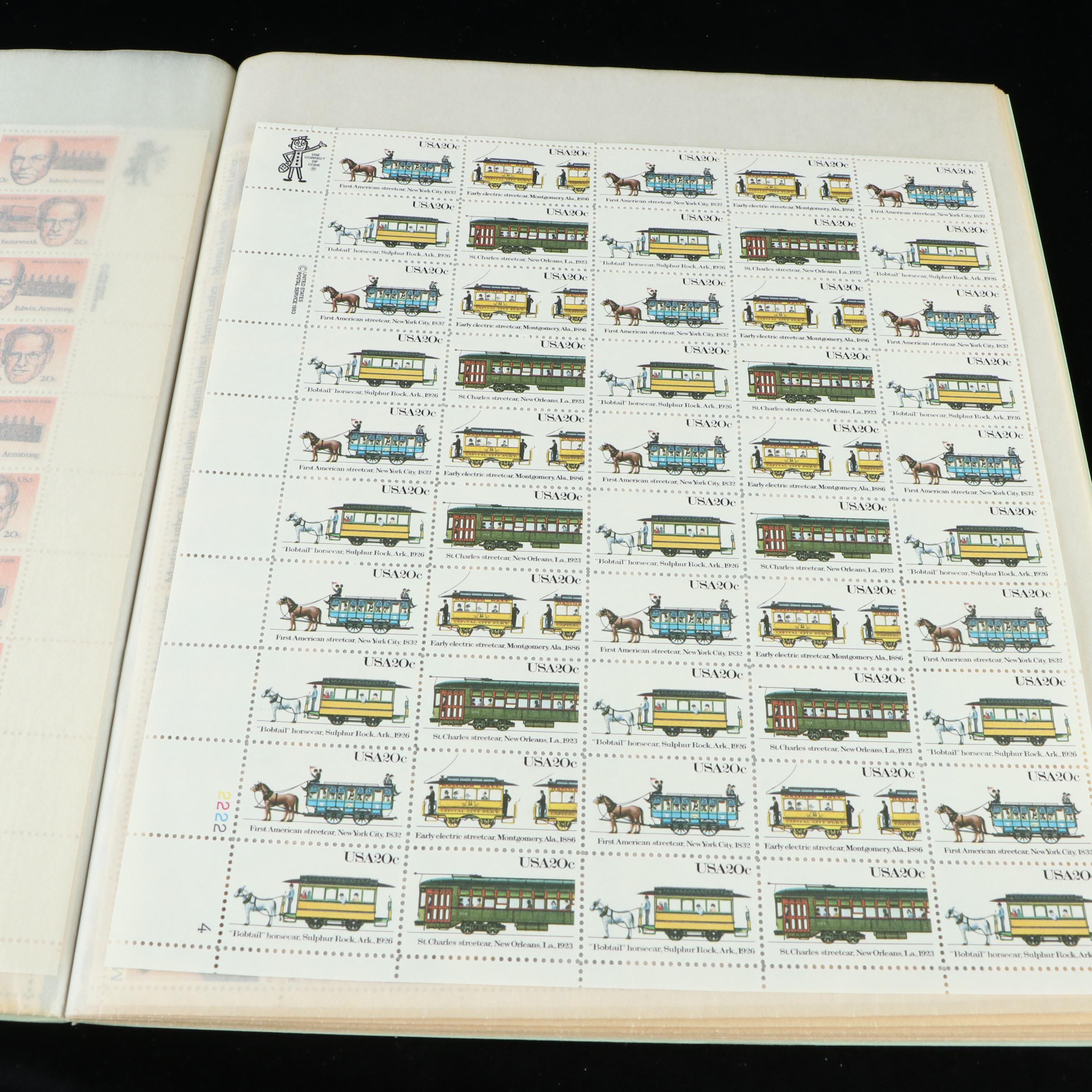 Forty Mint Sheet Files for Postage Stamp Sheets, 60s to 80s