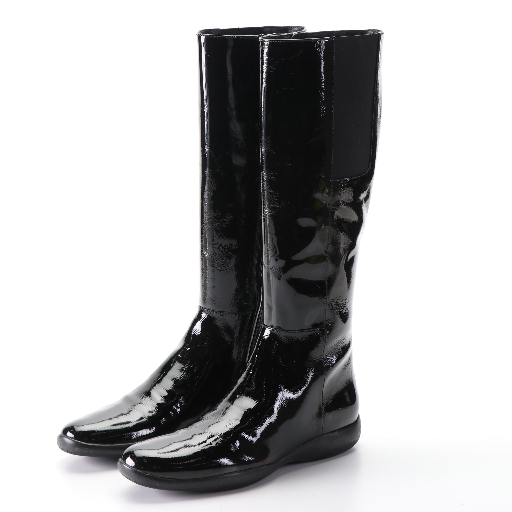 Prada Naplak Patent Leather Boots with Box