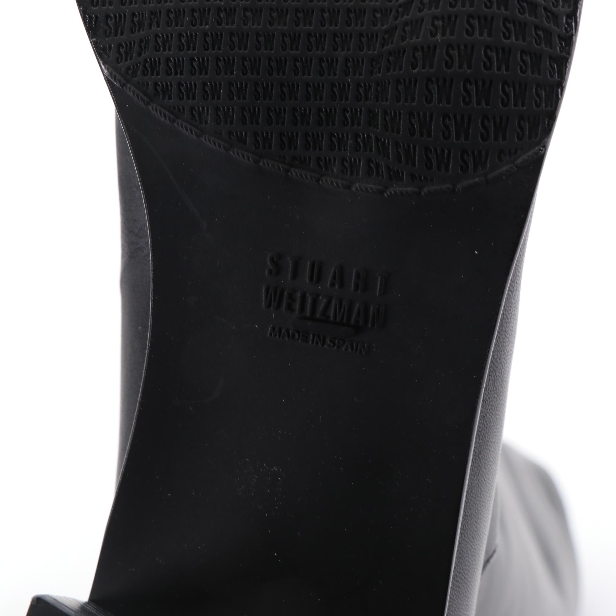 Stuart Weitzman Zippy Black Leather Knee Boots with Box