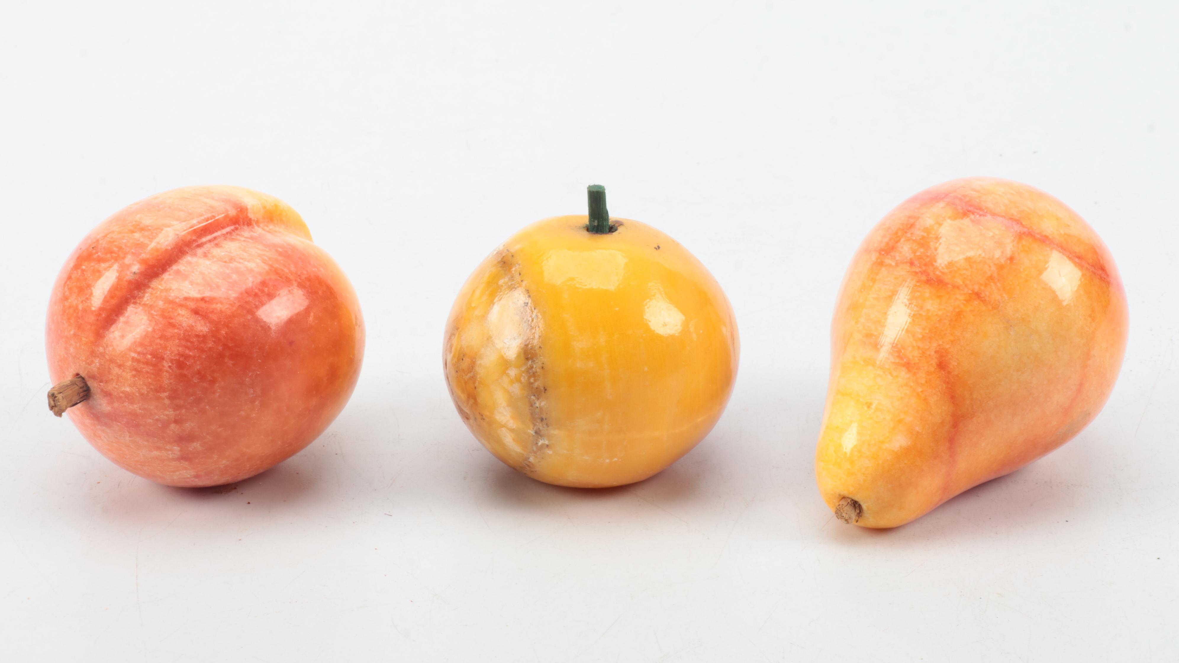 Decorative Carved Stone Fruit, Mid to Late 20th Century
