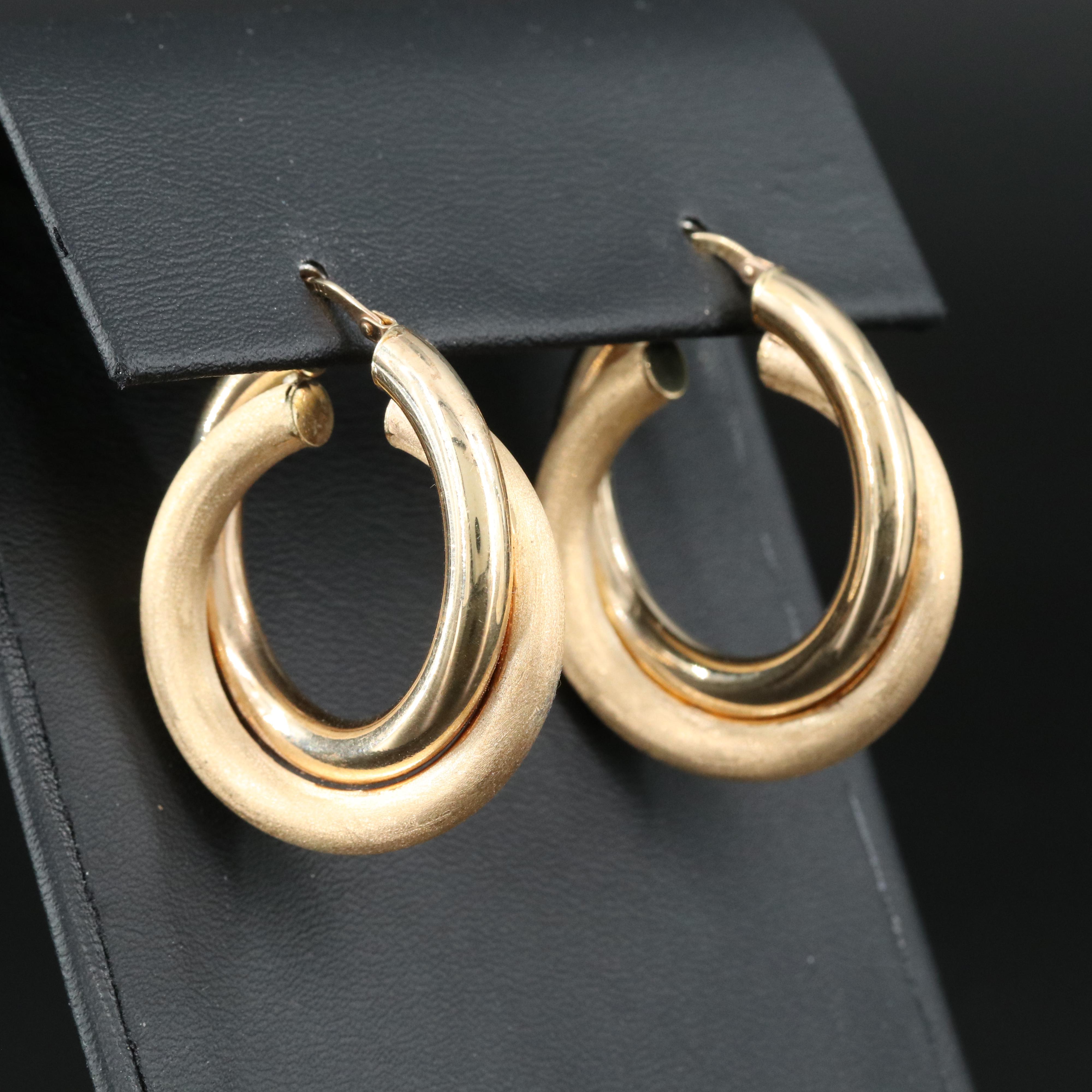 10K Crossover Hoop Earrings