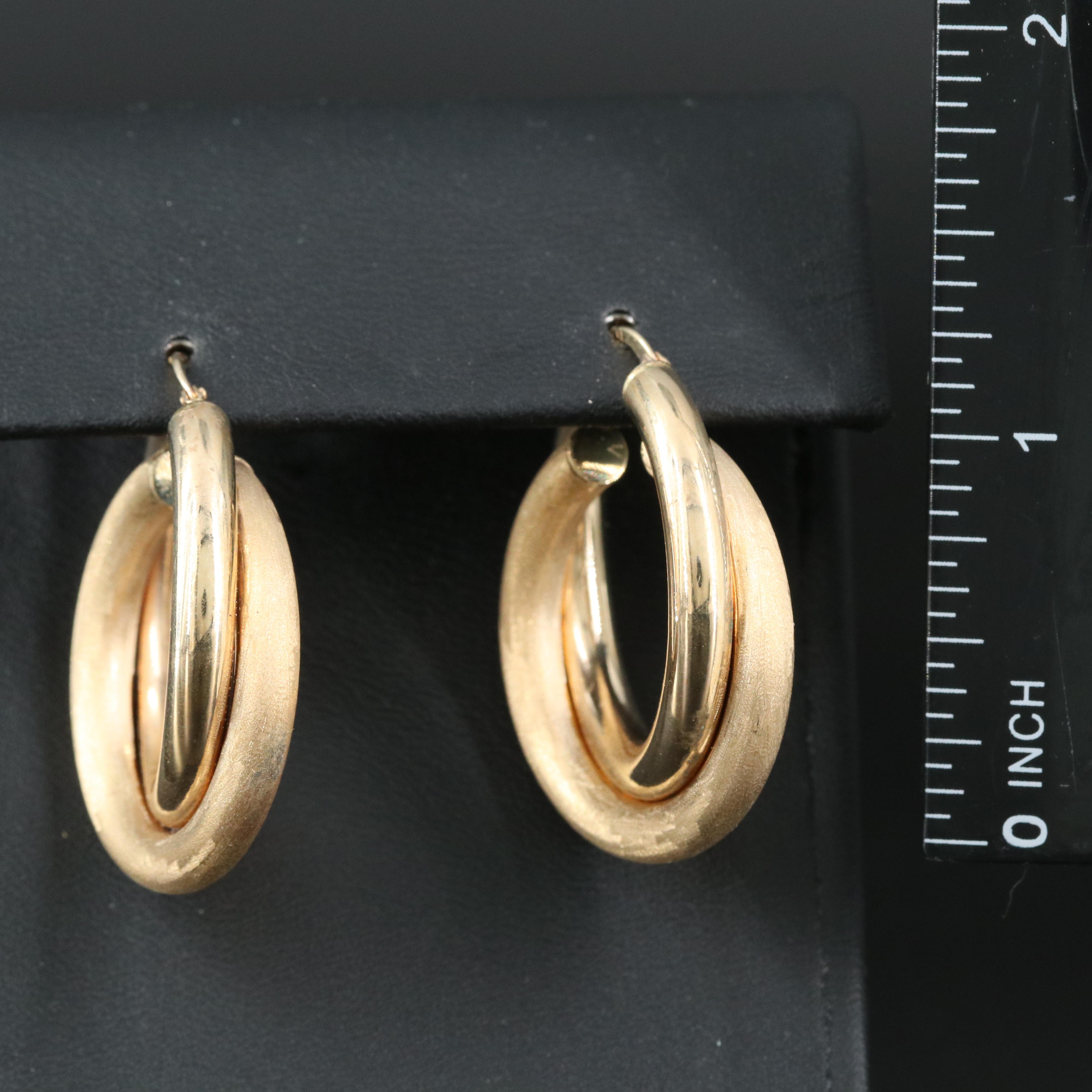 10K Crossover Hoop Earrings
