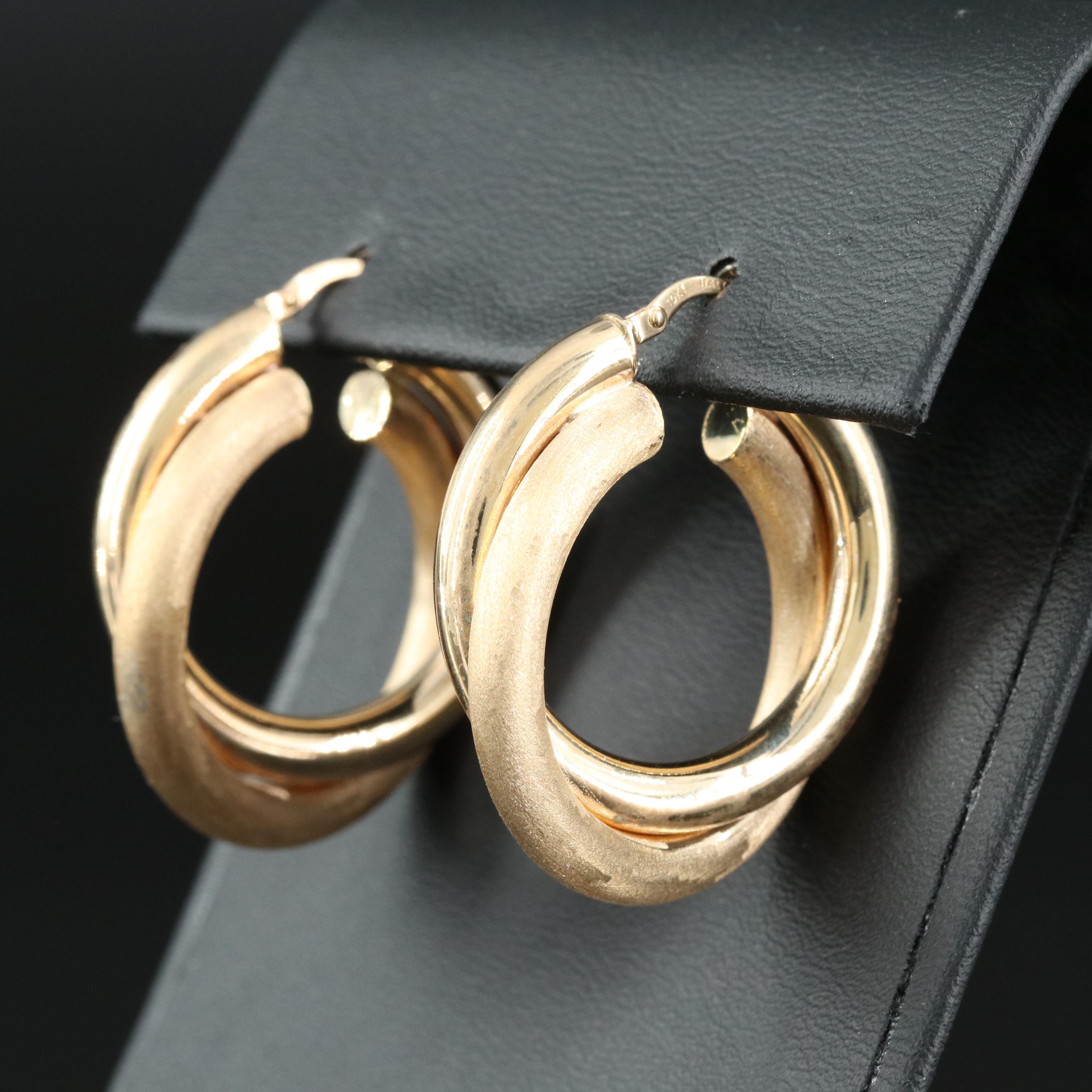 10K Crossover Hoop Earrings