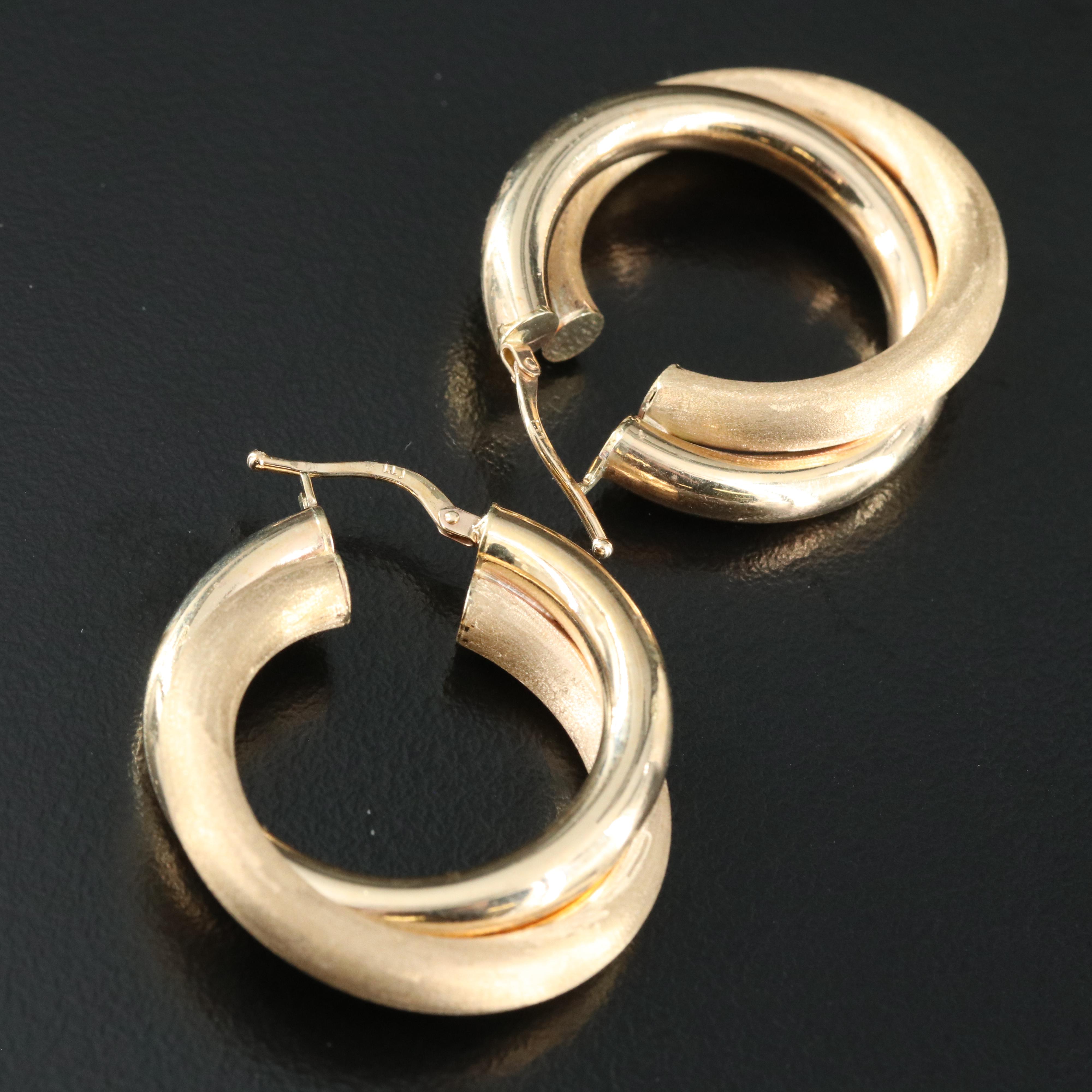 10K Crossover Hoop Earrings