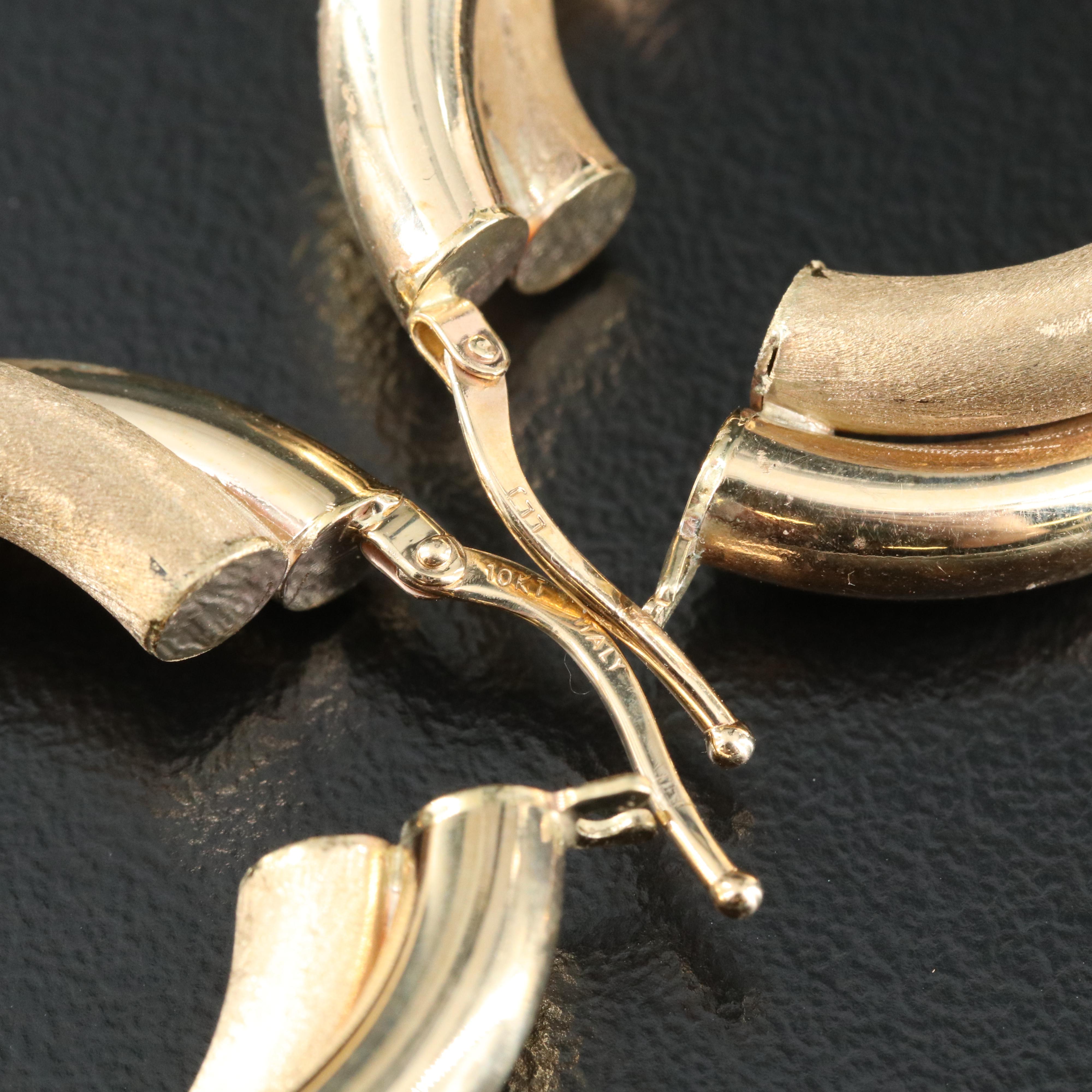 10K Crossover Hoop Earrings