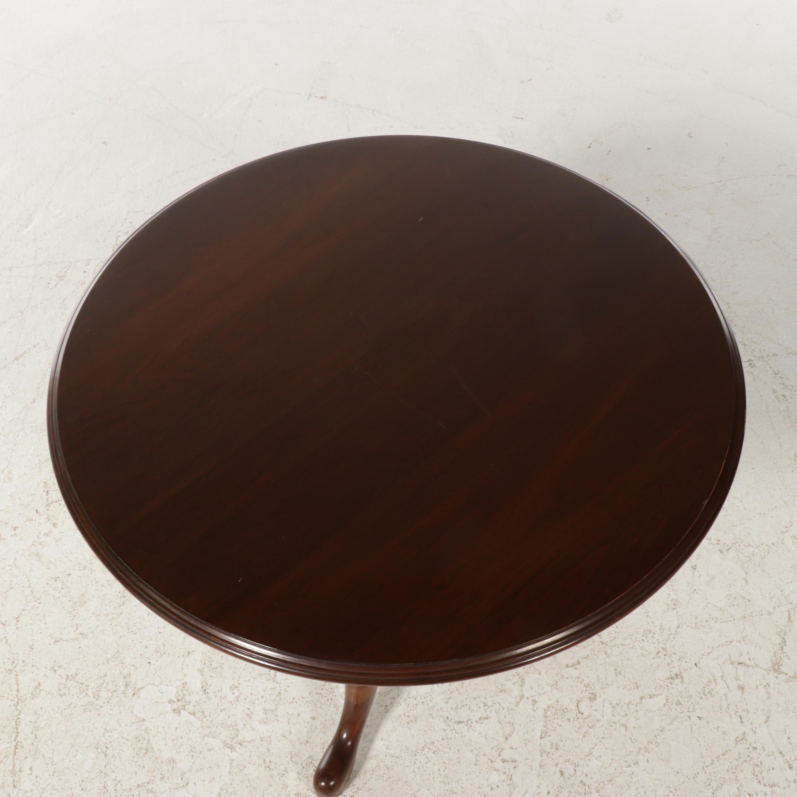 Ethan Allen Queen Anne Style Cherrywood Birdcage-Action Tea Table