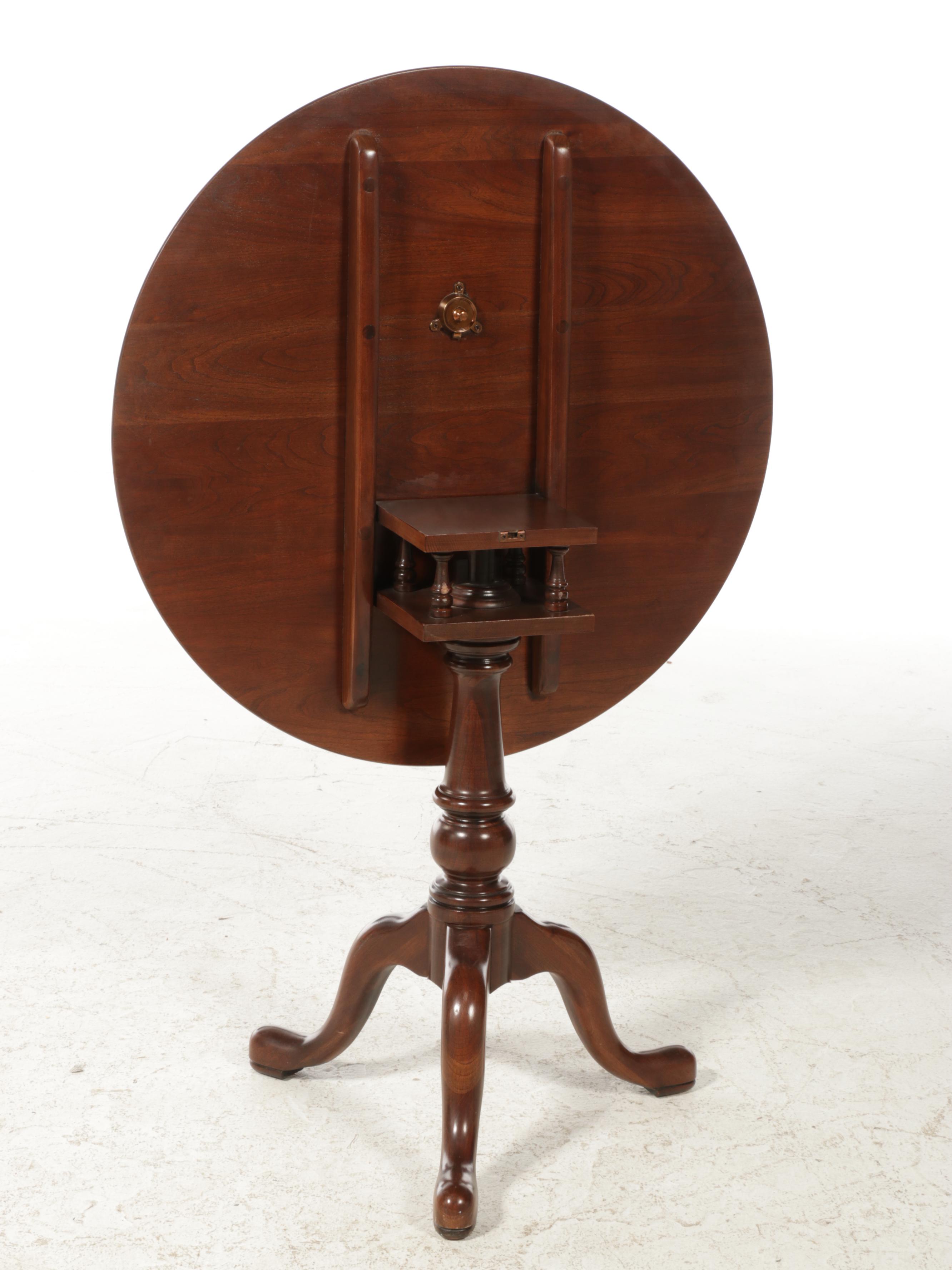 Ethan Allen Queen Anne Style Cherrywood Birdcage-Action Tea Table