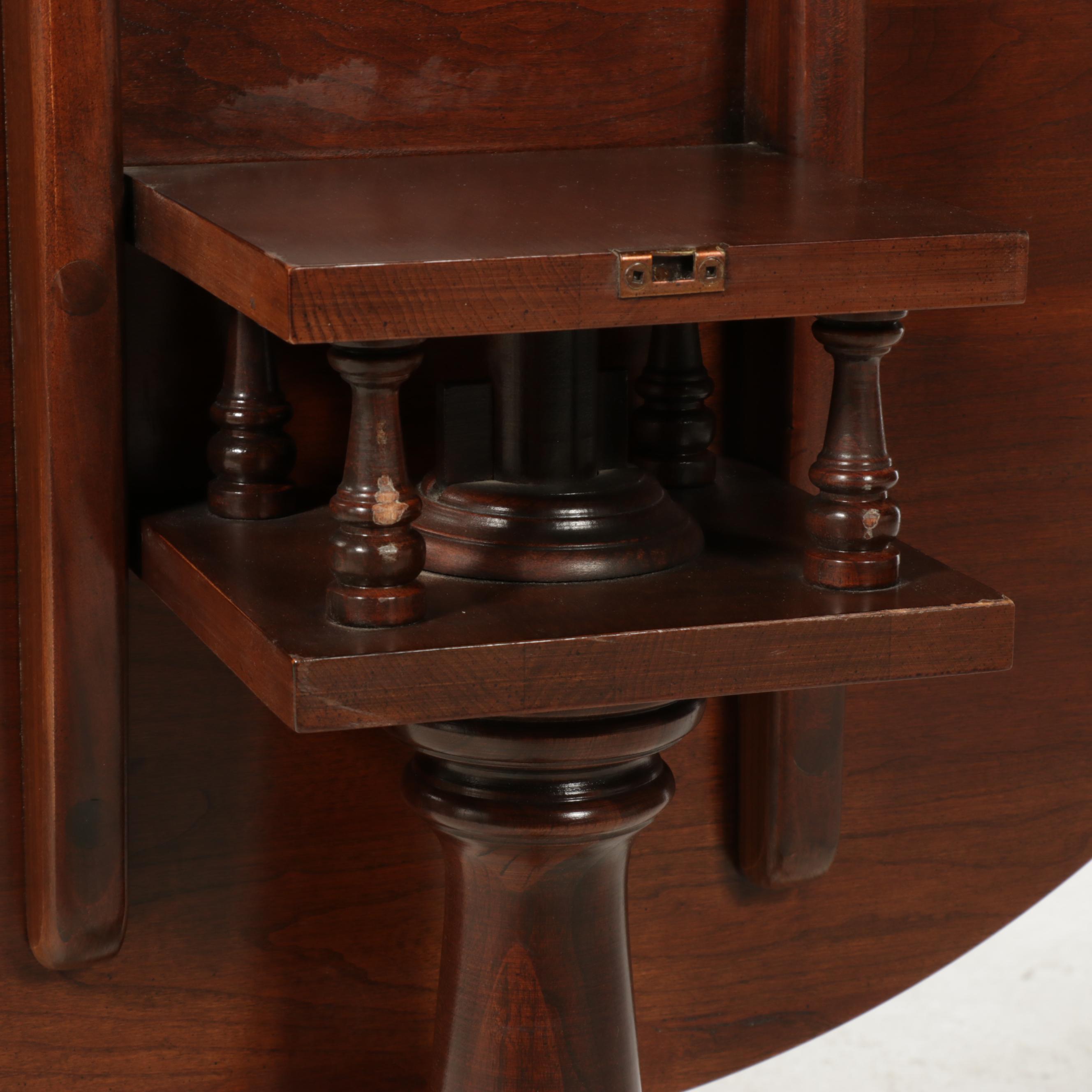 Ethan Allen Queen Anne Style Cherrywood Birdcage-Action Tea Table