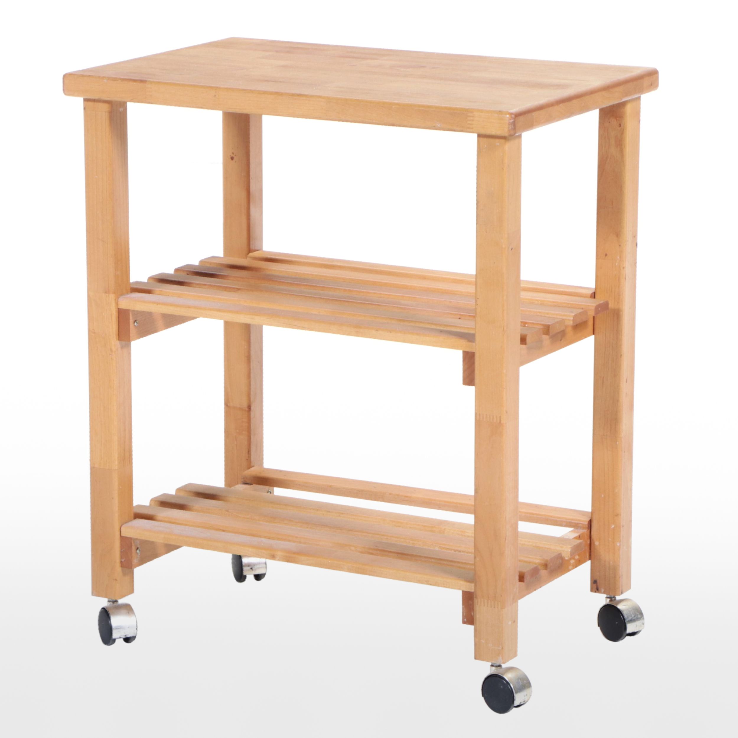 Wooden Kitchen Cart with Butcher Block Top