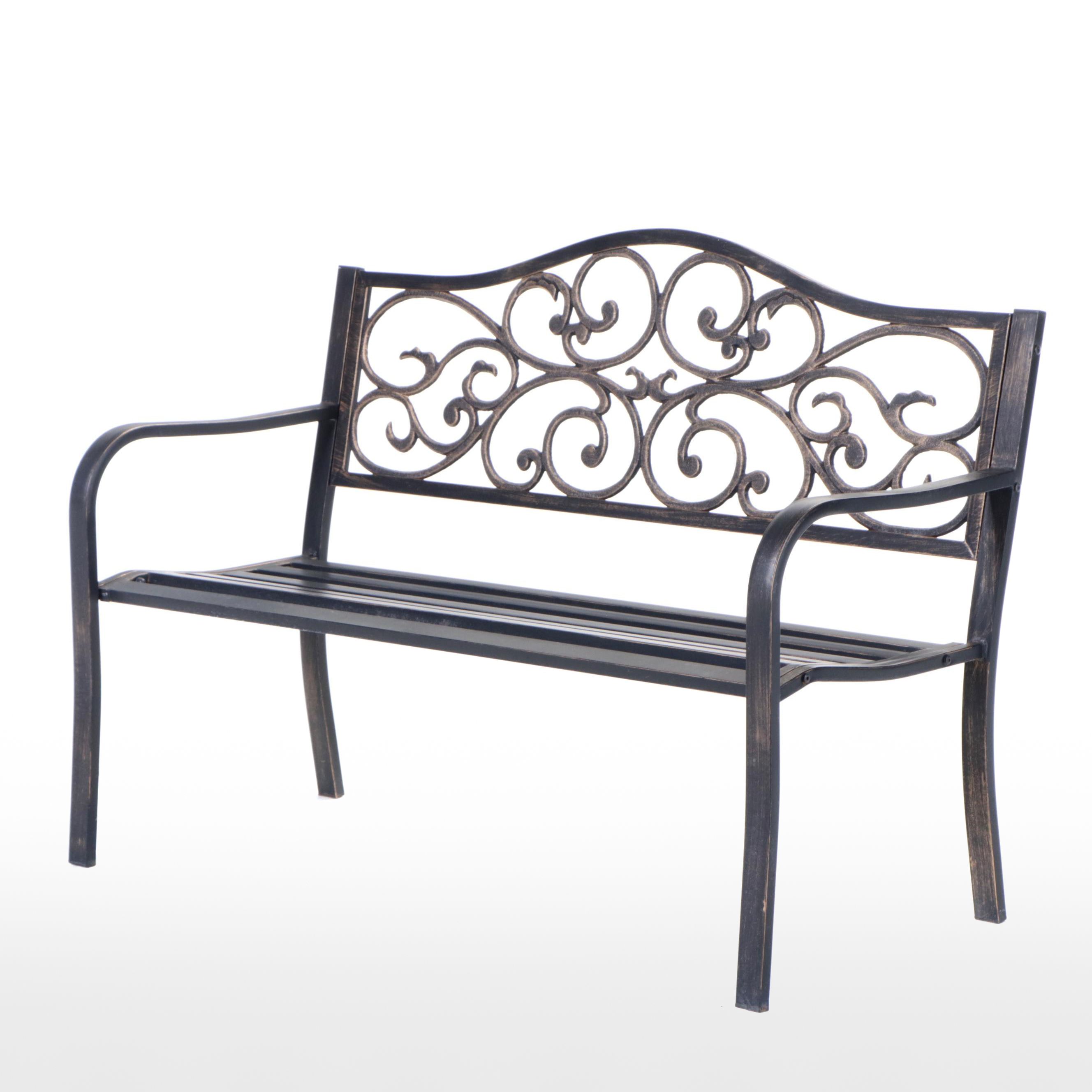 Contemporary Cast Metal Patio Bench