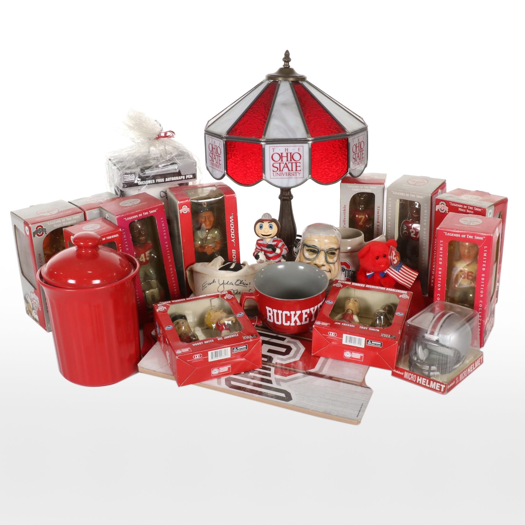 Ohio State University Buckeye Figurines, Table Lamp and Other Decor