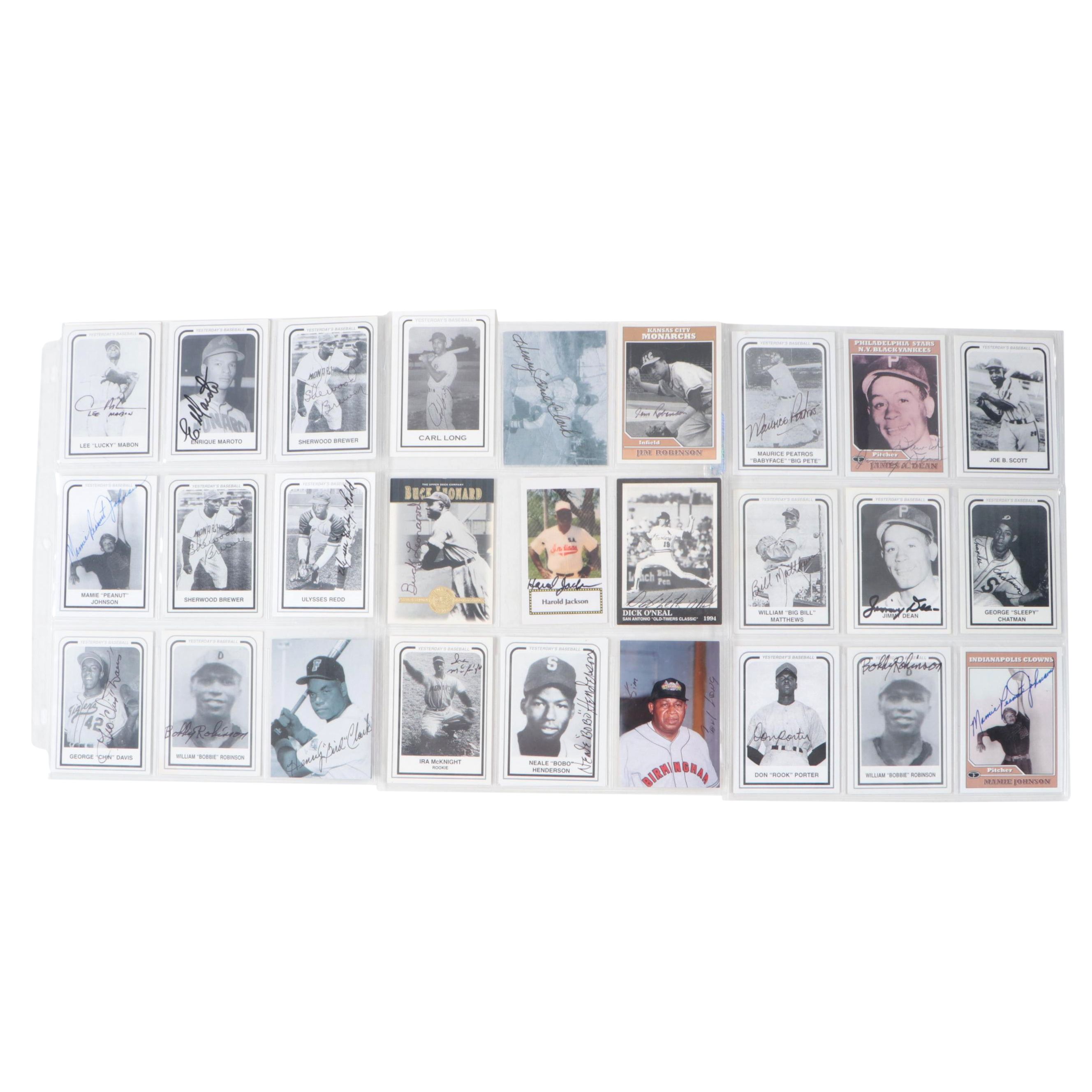 Negro League Signed Baseball Cards with Buck Leonard and Mamie "Peanut" Johnson