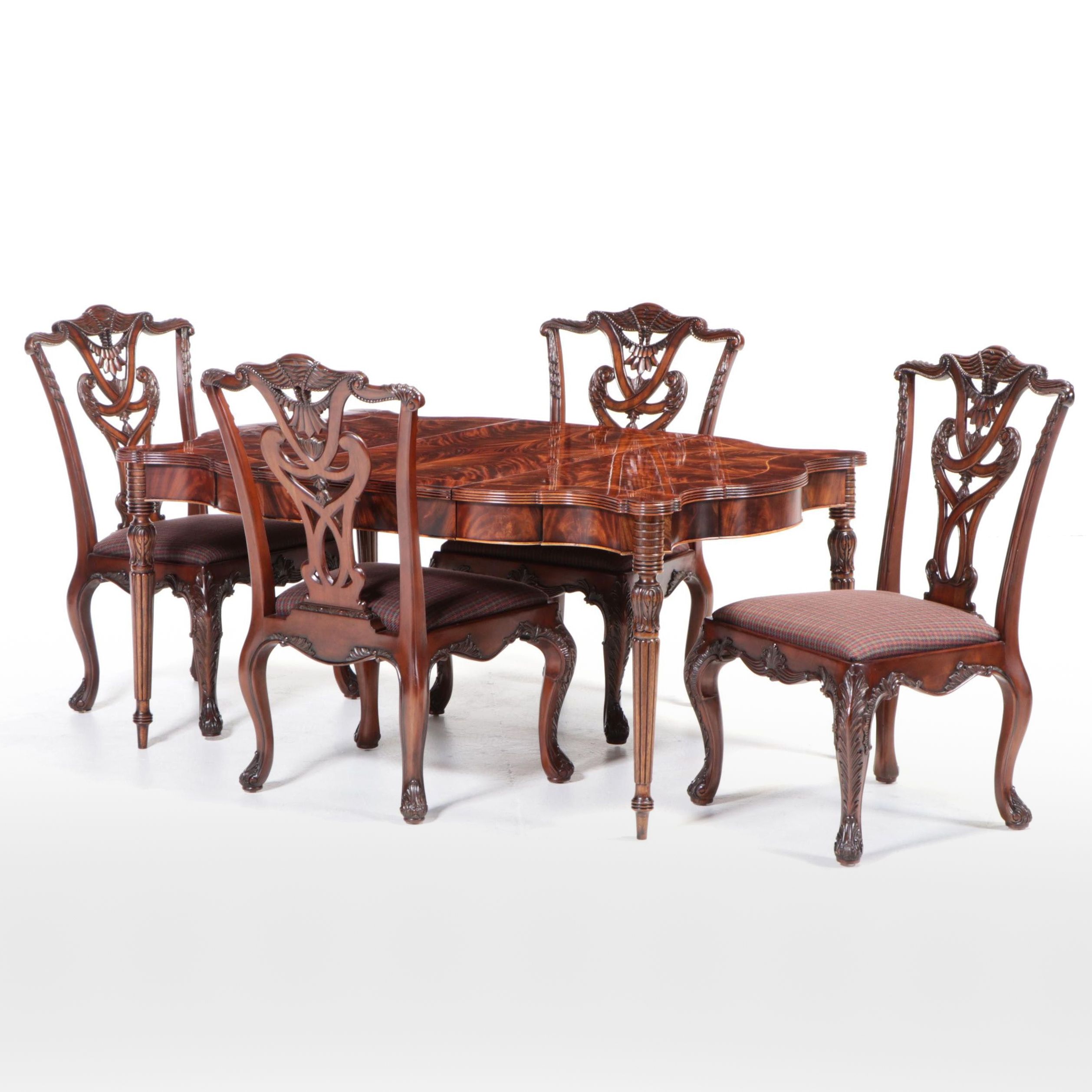Five-Piece Henredon Federal Style Mahogany and Flame Mahogany Dining Set