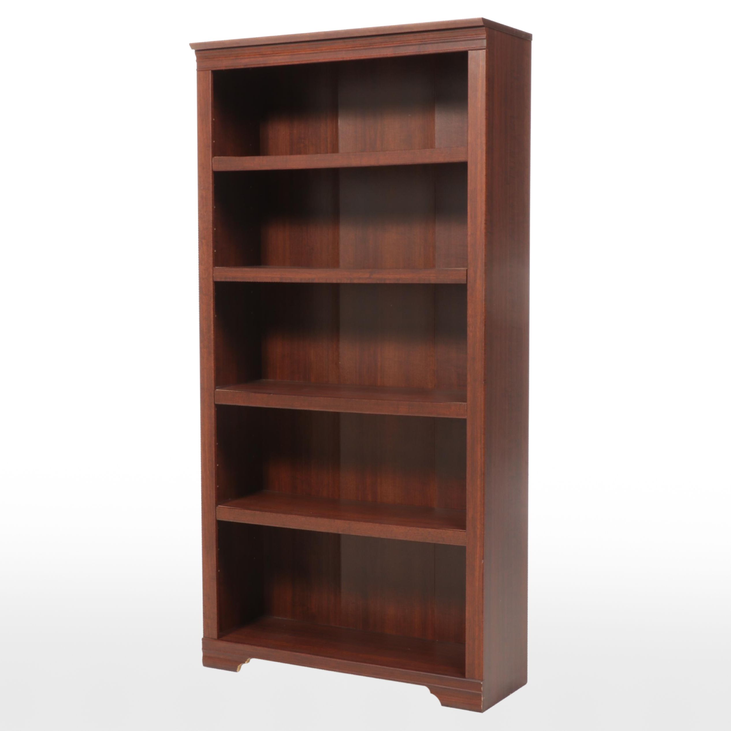 Mahogany Finished Five-Shelf Open Bookcase