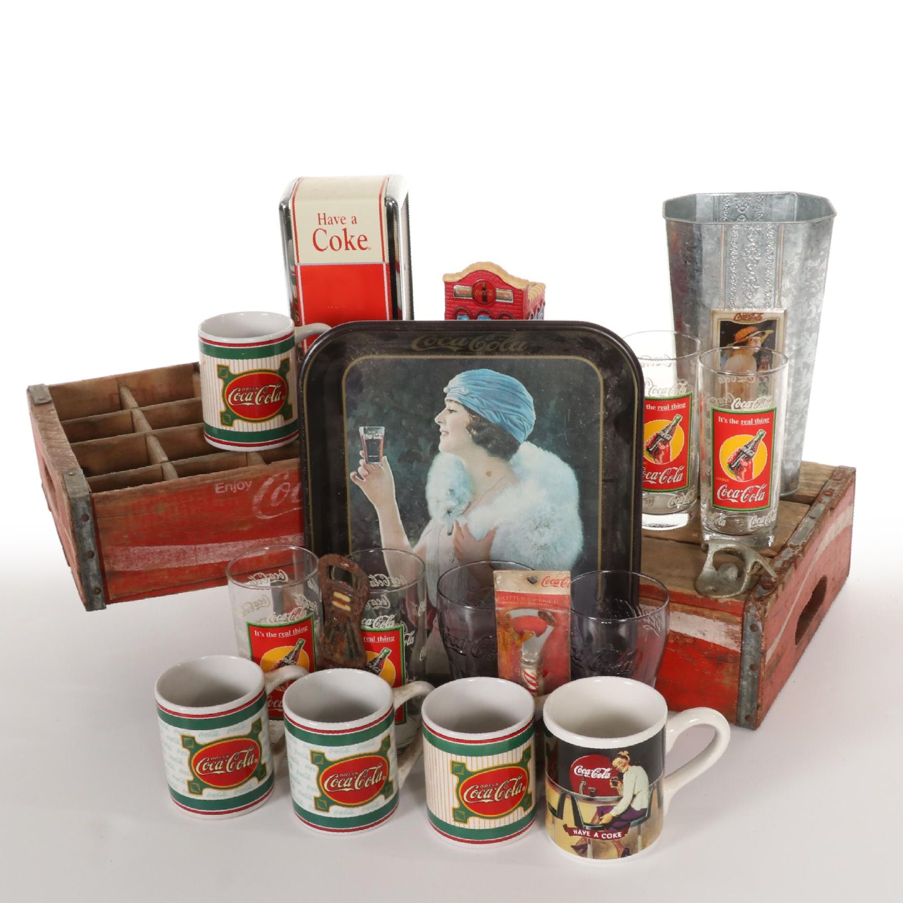 Coca Cola Wooden Crates, Drinkware, and Other Table Decor